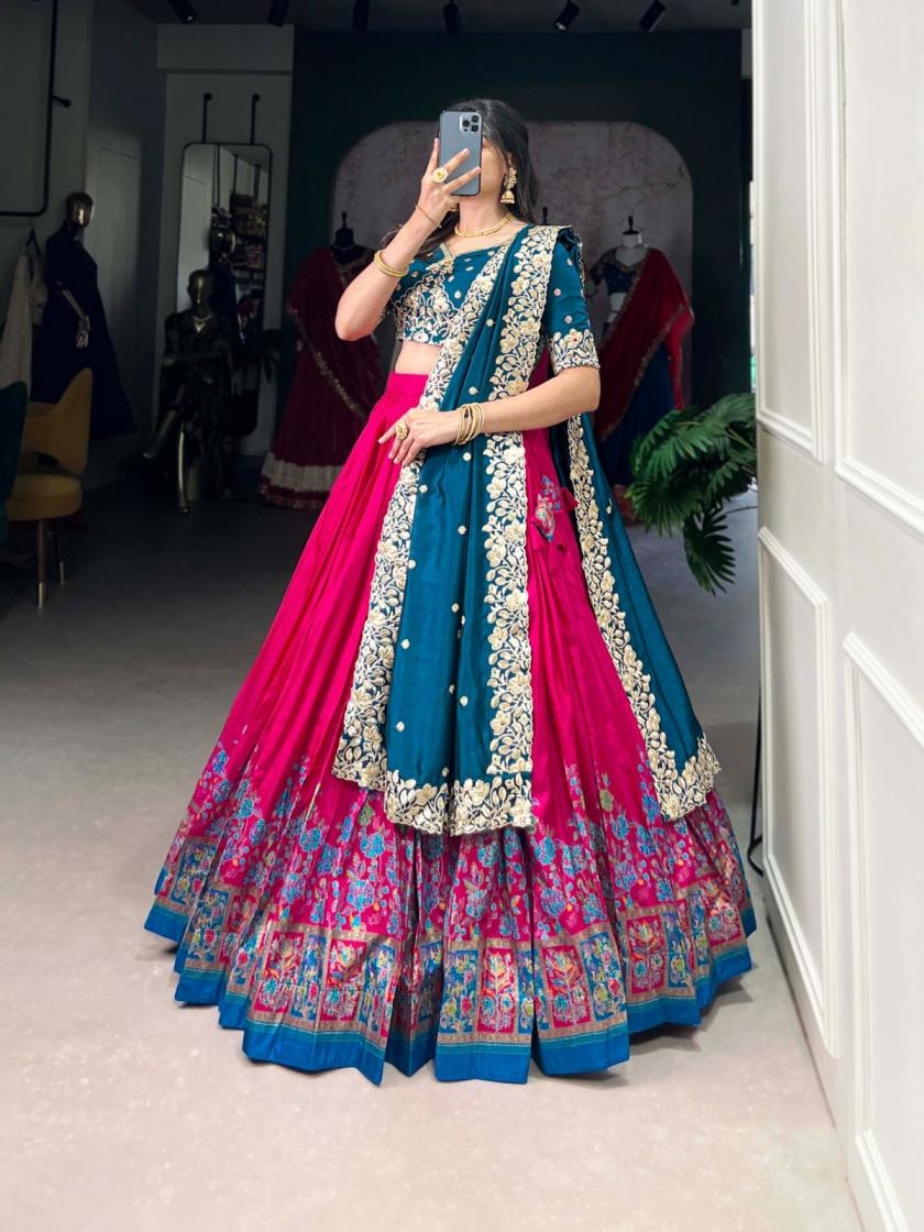 lnb1238 tussar silk gorgeous look stitch lehenga unstitch choli for womens