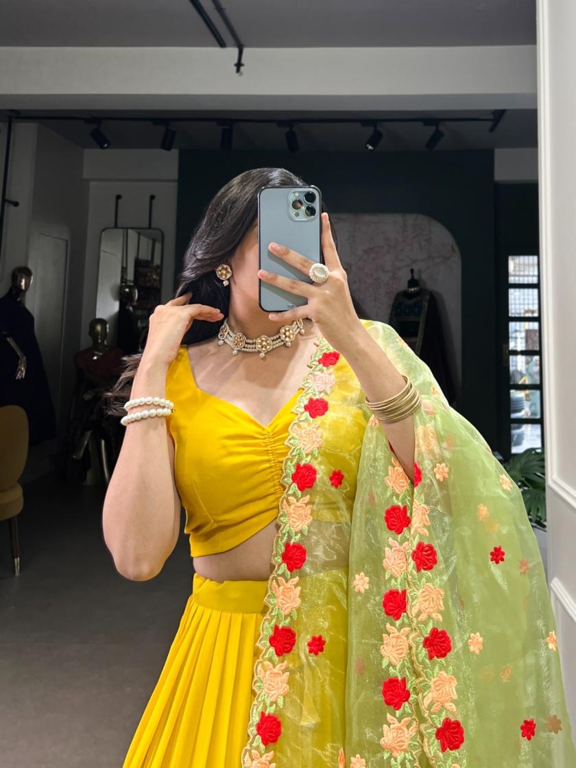 lnb1348 half saree georgette fully stitch lehenga blouse with dupatta