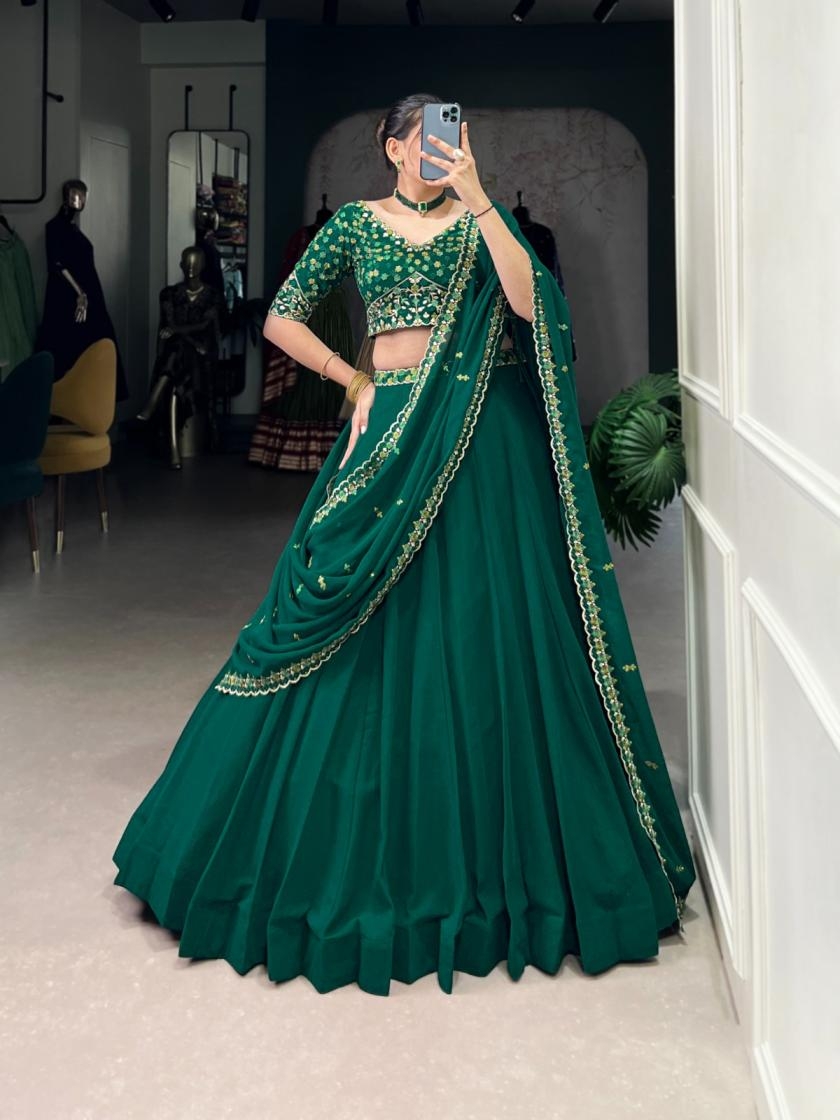 lnb1447 georgette thread embraided wedding wear stitch lehenga unstitch choli