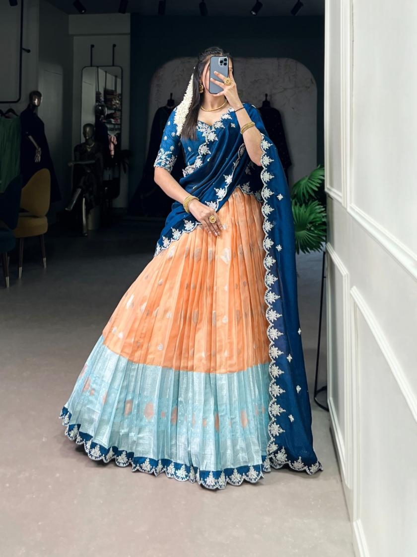lnb2024 zari kota zari weaving designer stitch lehenga unstitch choli