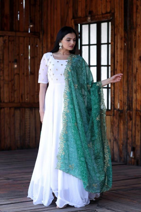 lw 9070 georgette readymade classic look gown with dupatta supplier