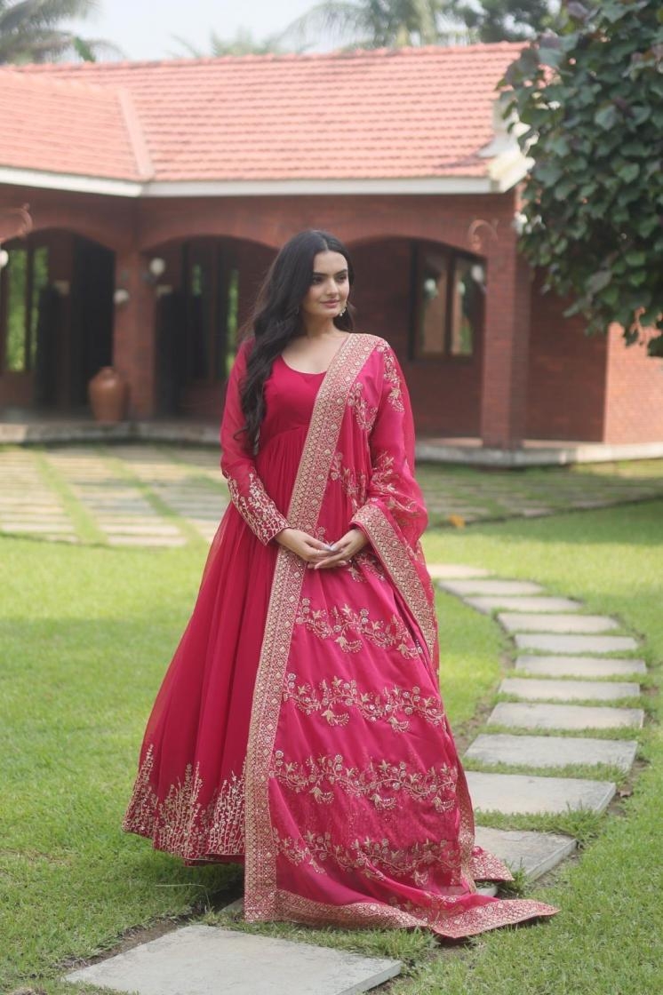 lw 9158 designer faux blooming soft trendy gown with dupatta