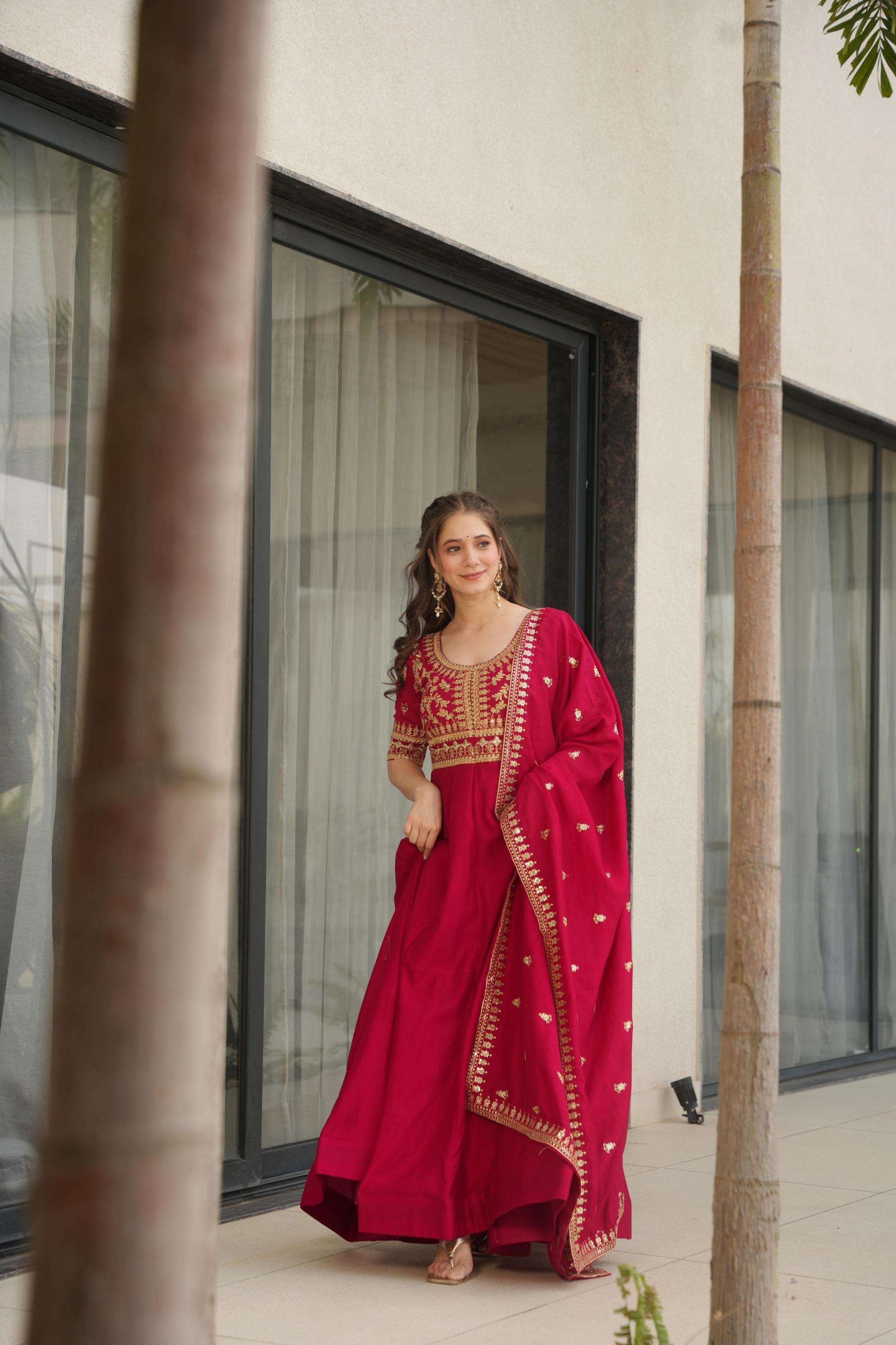 lw 9231 vichitra silk sequins multi fully stitch gown with dupatta exports
