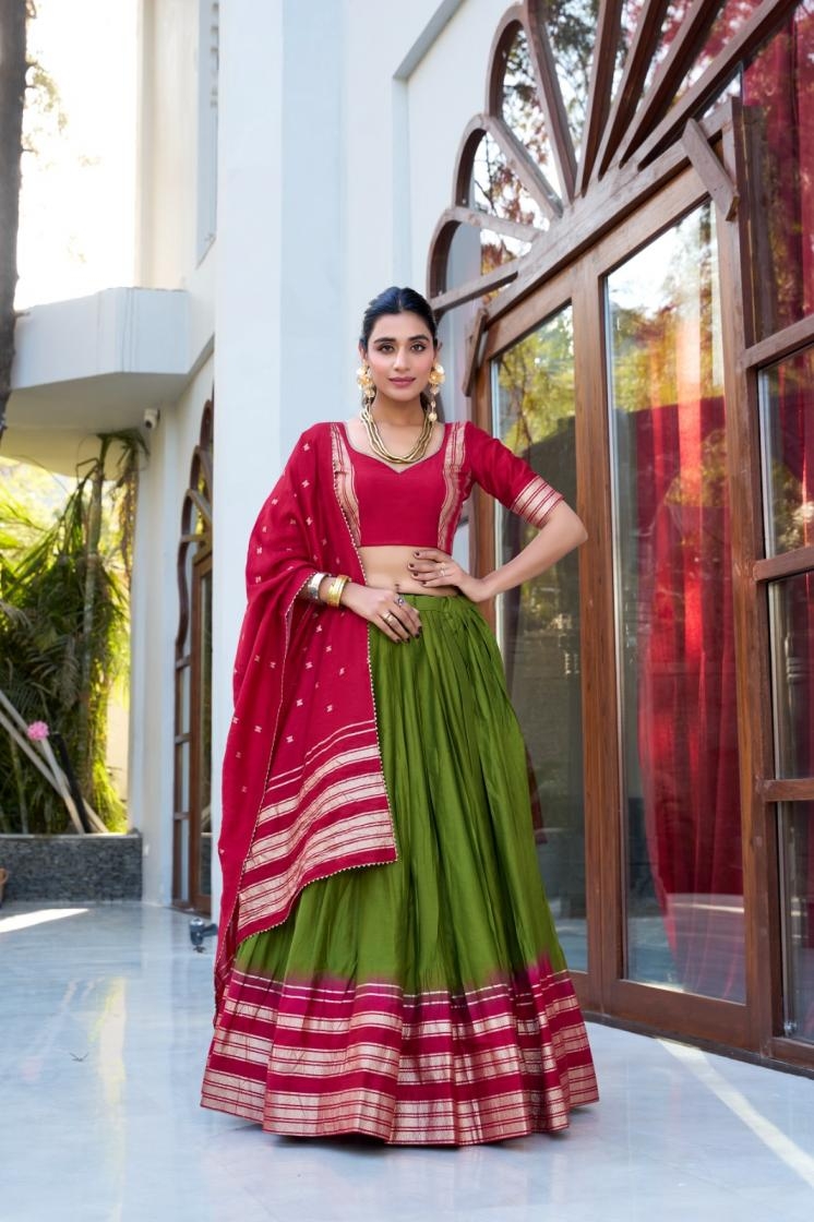 mitali lnb1908 chanderi zari weaving stitch lehenga unstitch choli for festivals