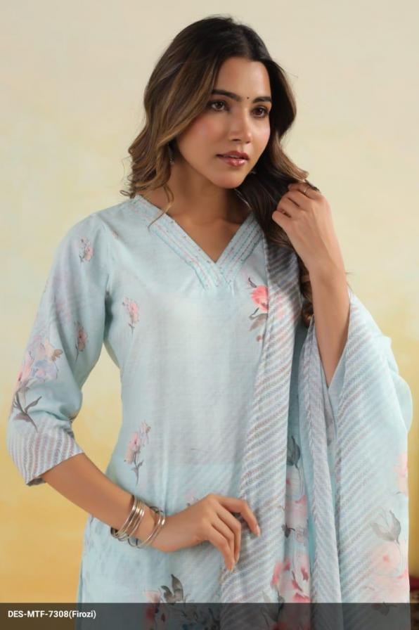 modern 7308 by cotton linen traditional indian wear readymade salwar suit combo