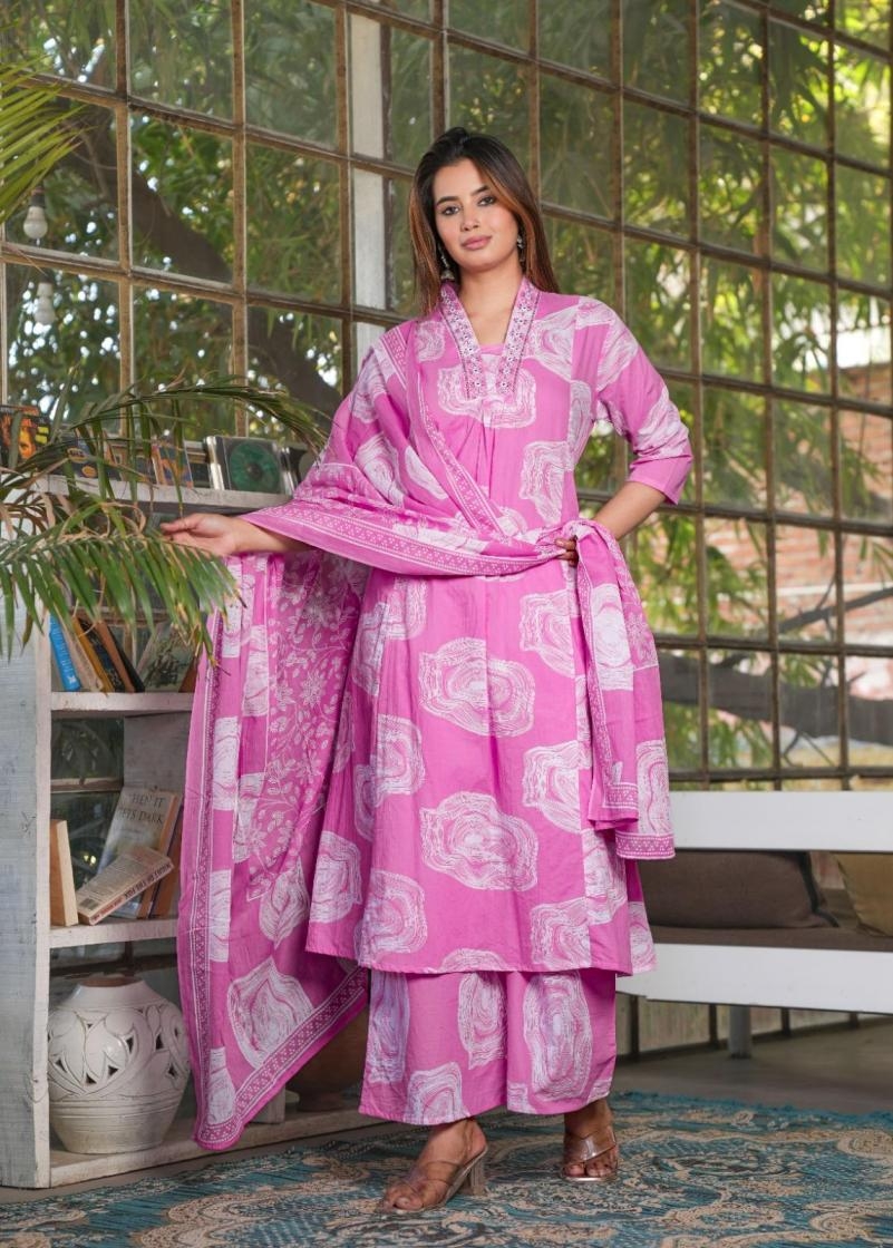 pattern dupatta set cotton readymade stylish look plazzo style 3pcs dress