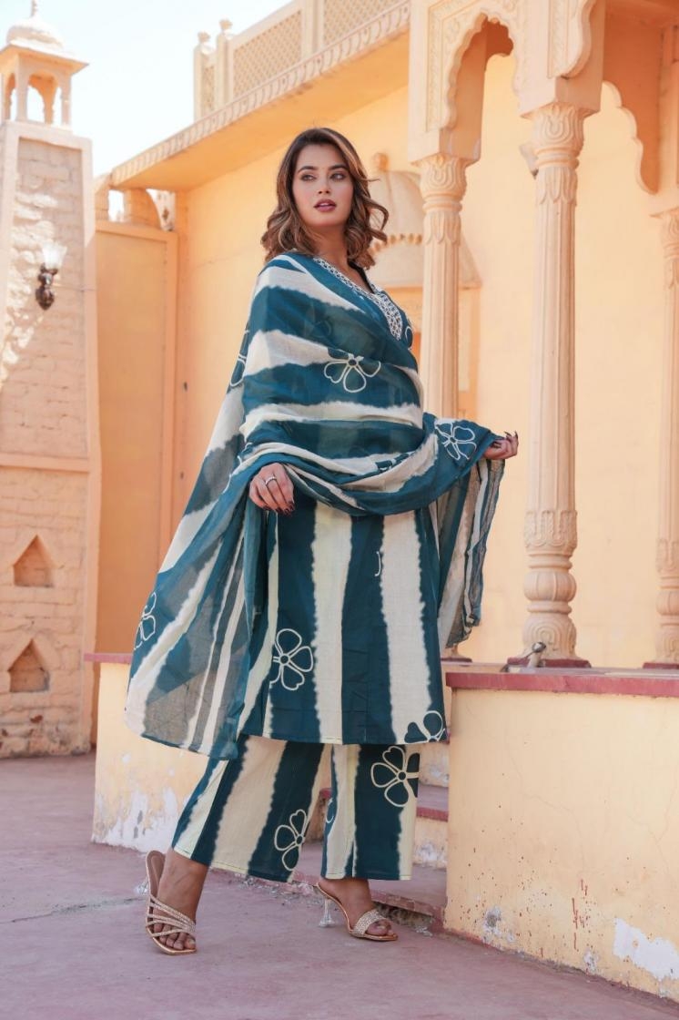 pattern dupatta set popular design cotton fully stitch plazzo kurti with dupatta set