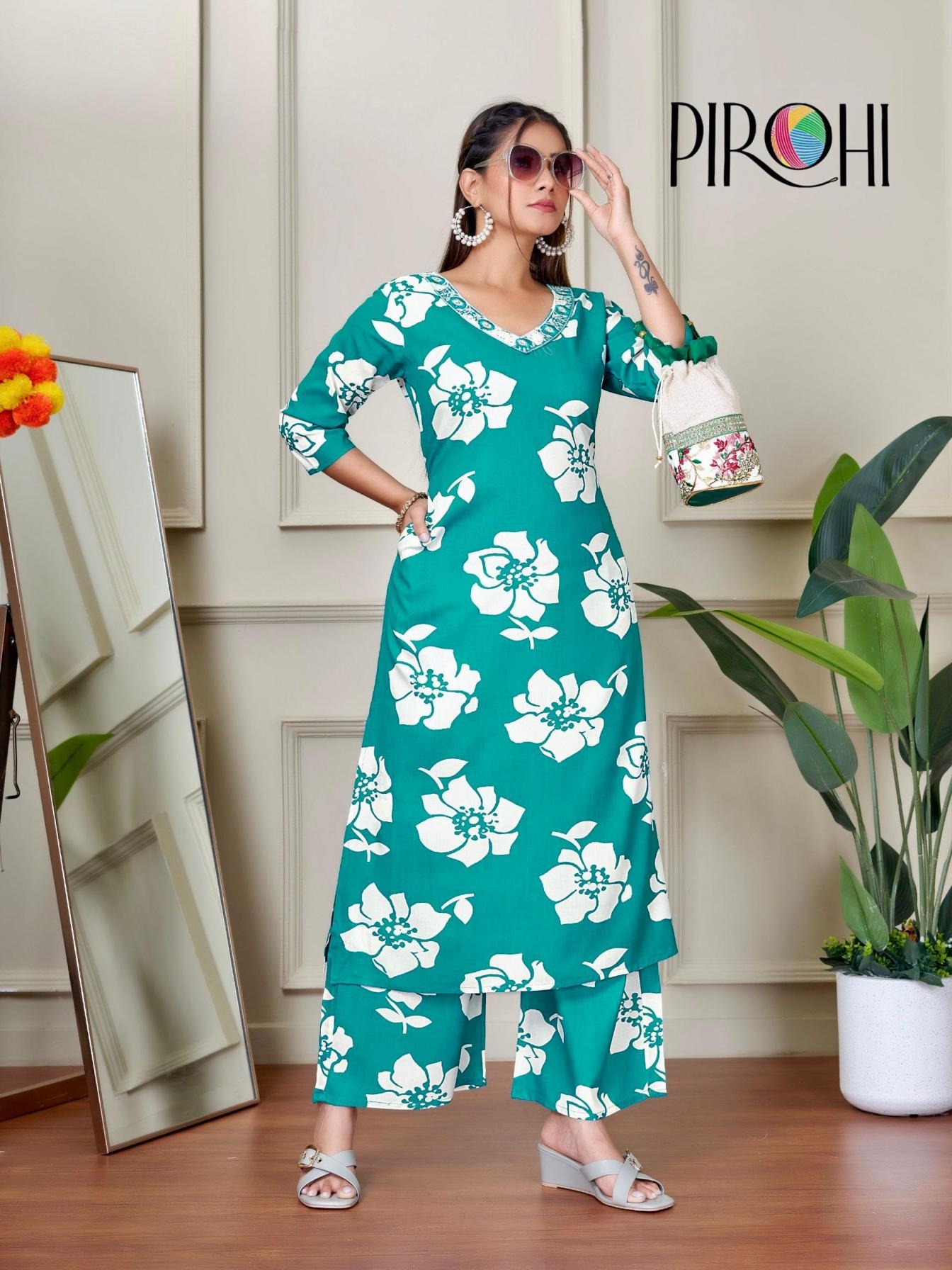pirohi kanchi a line rayon wholesale kurti with bottom
