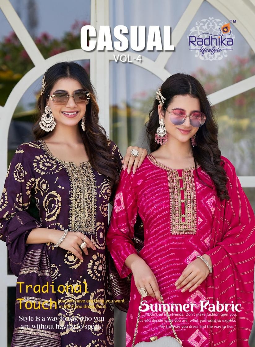 radhika lifestyle casual vol 4 series 4001-4006 REYON wholesale suit 