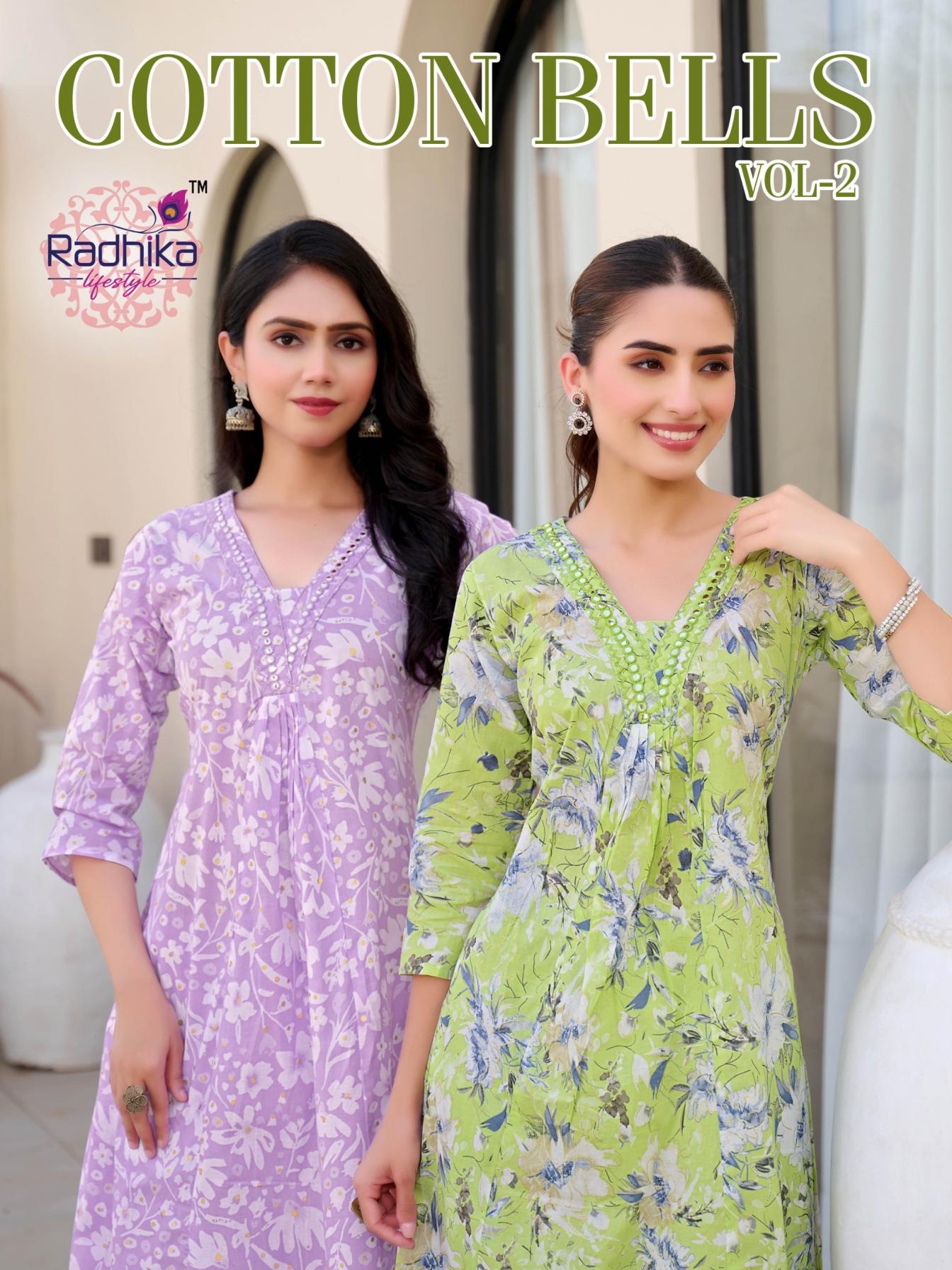 radhika lifestyle cotton bells vol 2 series 2001-2008 cotton wholesale co-ord sets