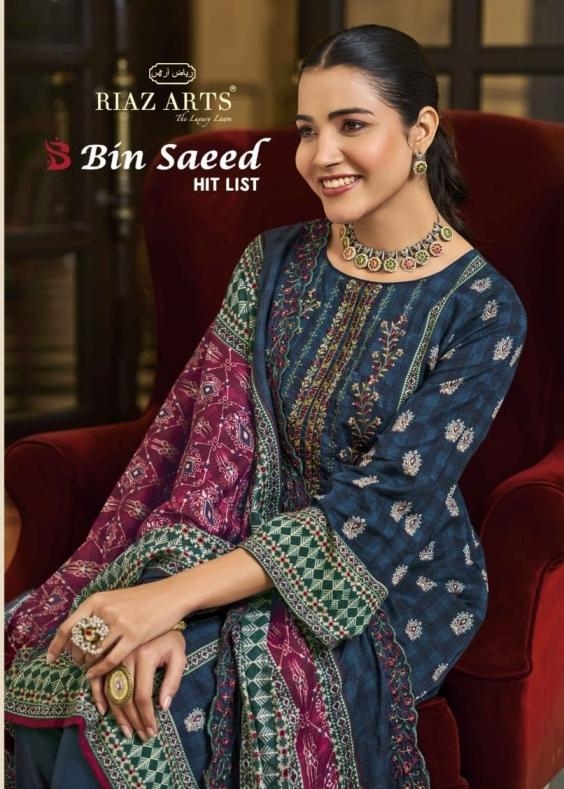 riaz arts bin saeed hitlist series 401-406 cotton wholesale suit 