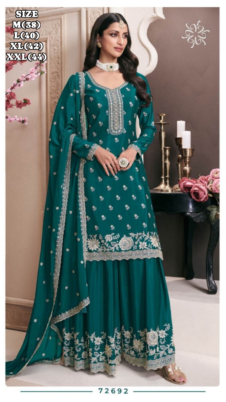 SAAYORI VINAY THREAD EMBROIDERED CHINNON wholesale sharara suit 