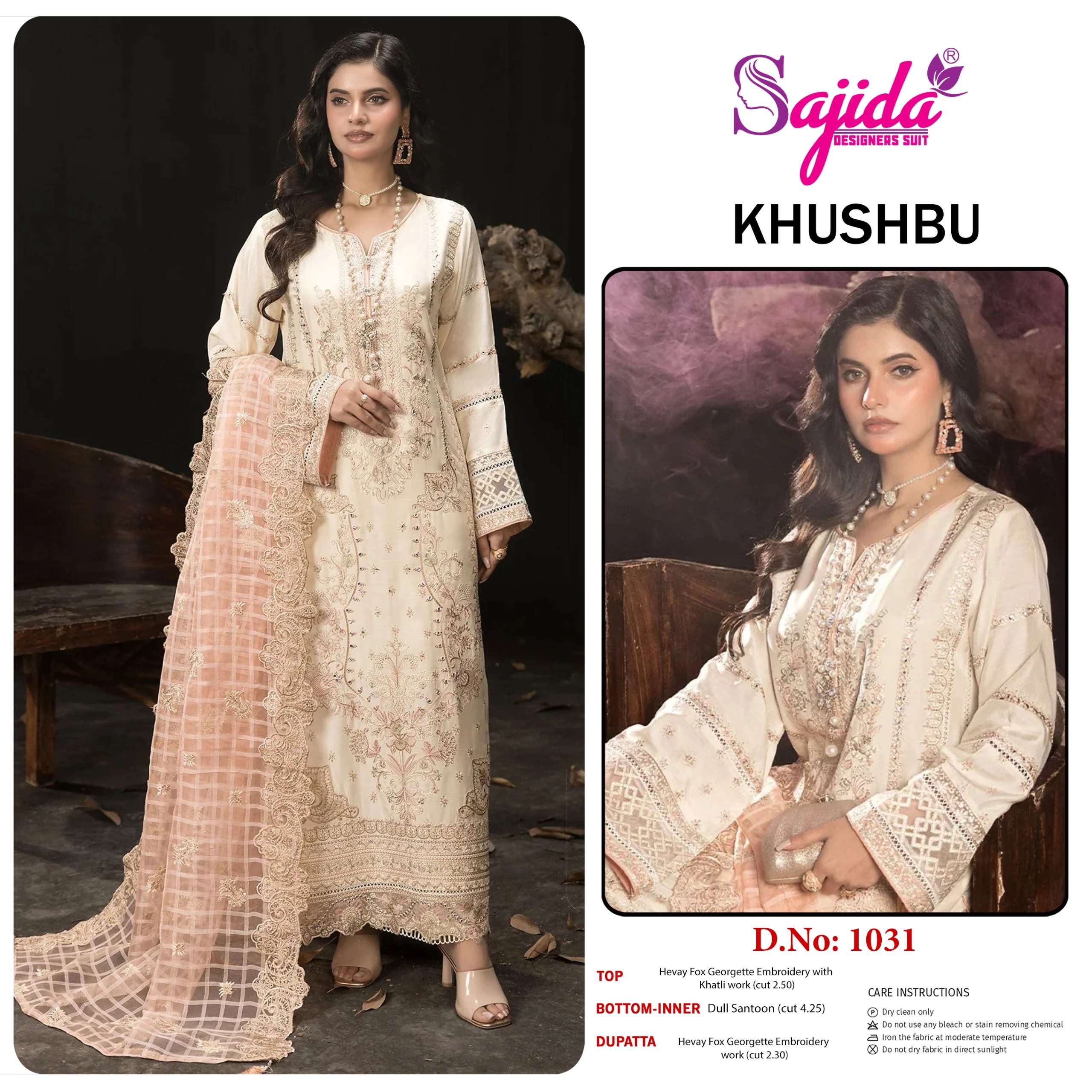   SAJIDA DESIGNER KHUSHBU SD-1031 GEORGETTE wholesale suit 