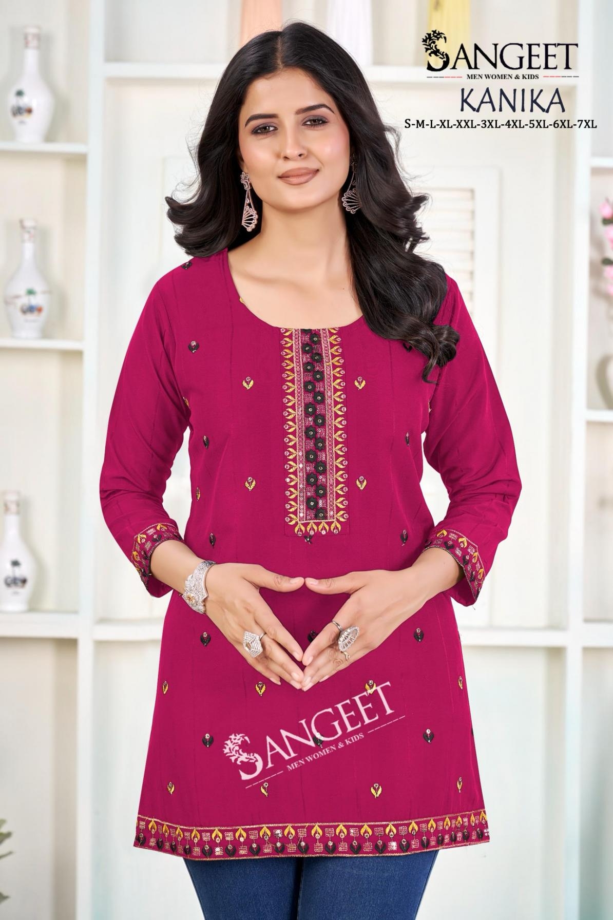 sangeet kanika series 1001-1008 rayon wholesale short kurti 