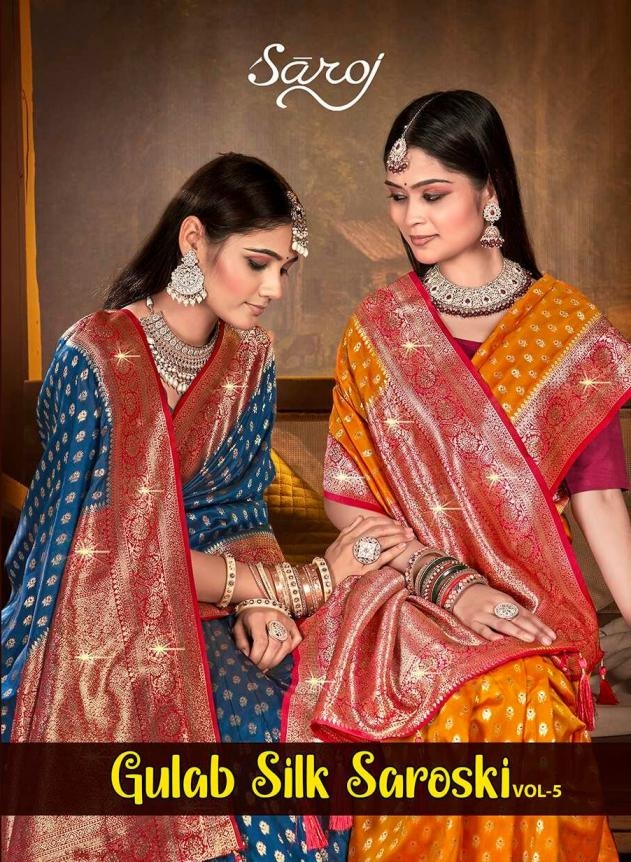 Saroj Gulaab Silk swarovski vol.5 series 1001-1006 soft silk wholesale saree