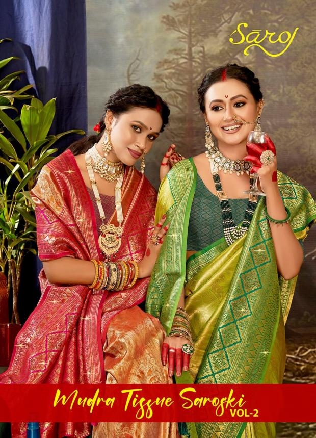 Saroj Mudra tissue sarovski vol.2 series 1001-1006 tissue silk wholesale saree