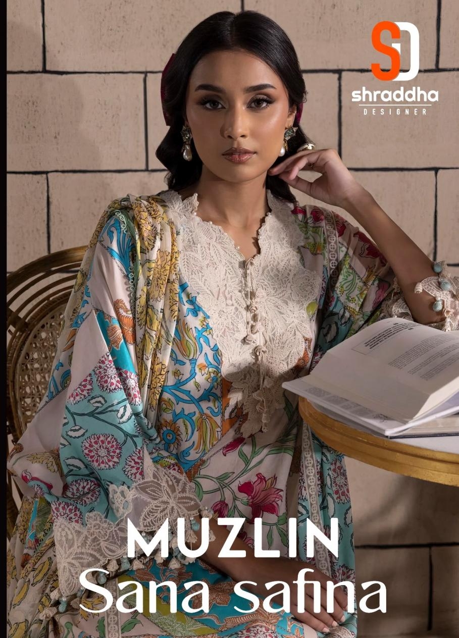 shraddha designer muzlin sana safinaz series 1001-1008 LAWN COTTON wholesale suit 