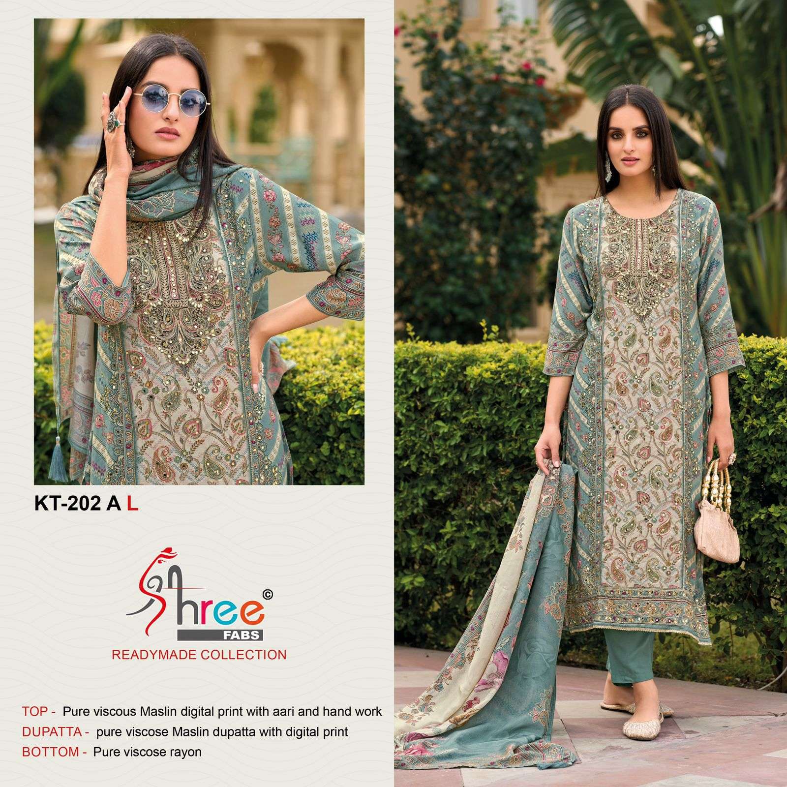 Shree Fab KT - 202 Pure viscous Maslin wholesale suit 