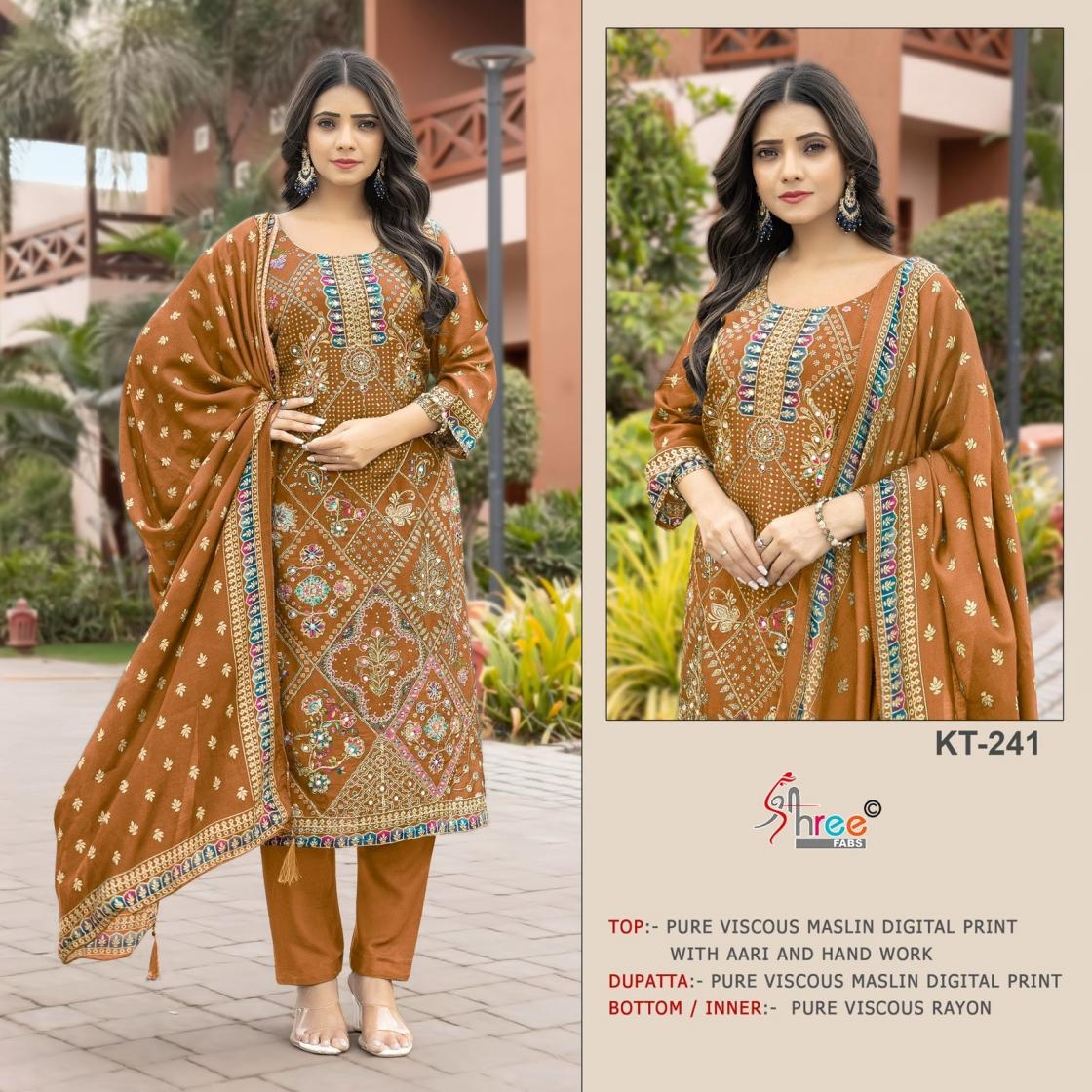 shree fabs kt 241 viscose muslin wholesale suit