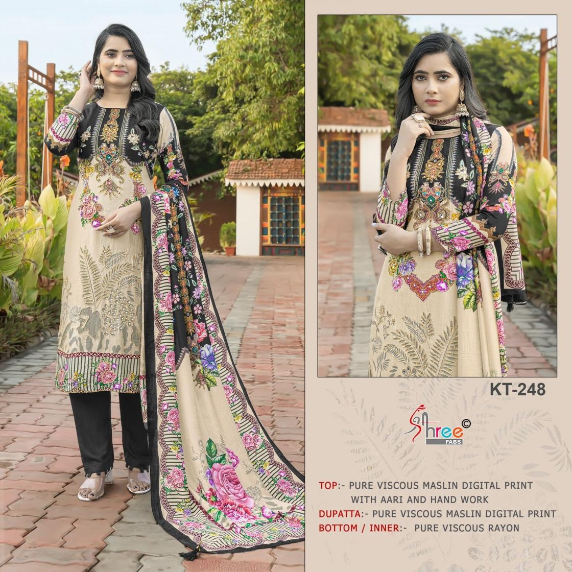 shree fabs kt 248 viscose muslin wholesale suit 
