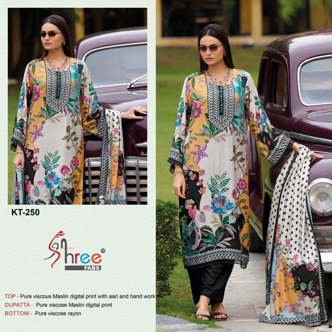 shree fabs kt 250 viscose muslin wholesale suit 