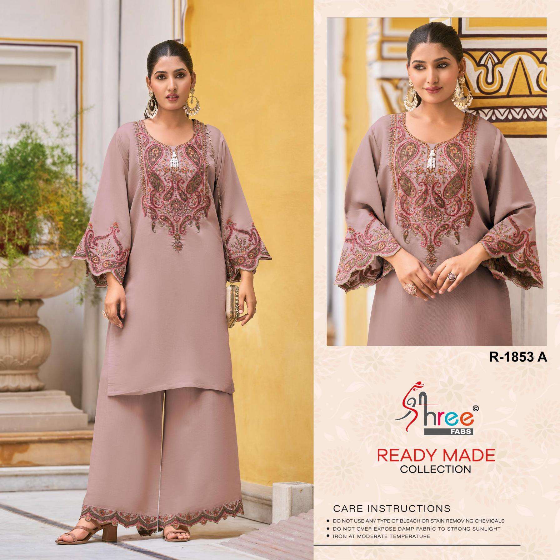 shree febs r 1853 sateen silk viscous kurti with bottom