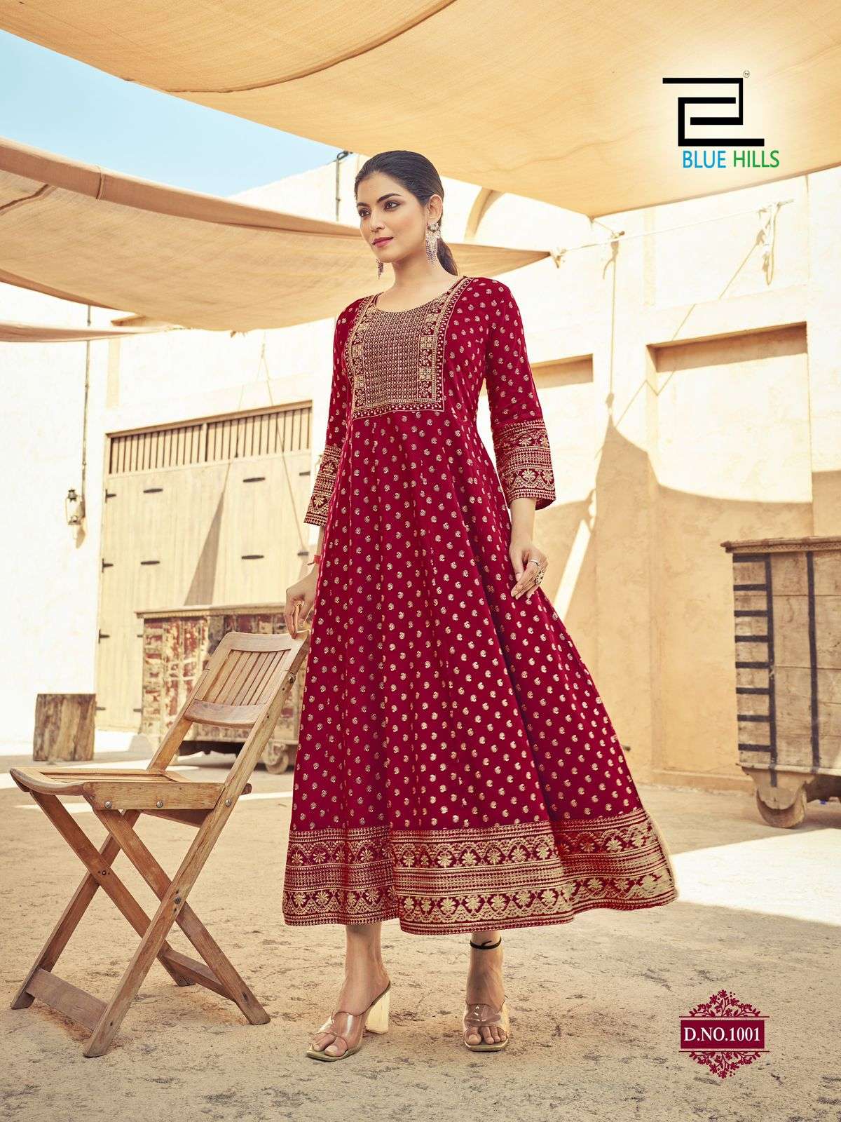 Starbucks 14Kg rayon print Long Anarkali Gown with Embroidery Work