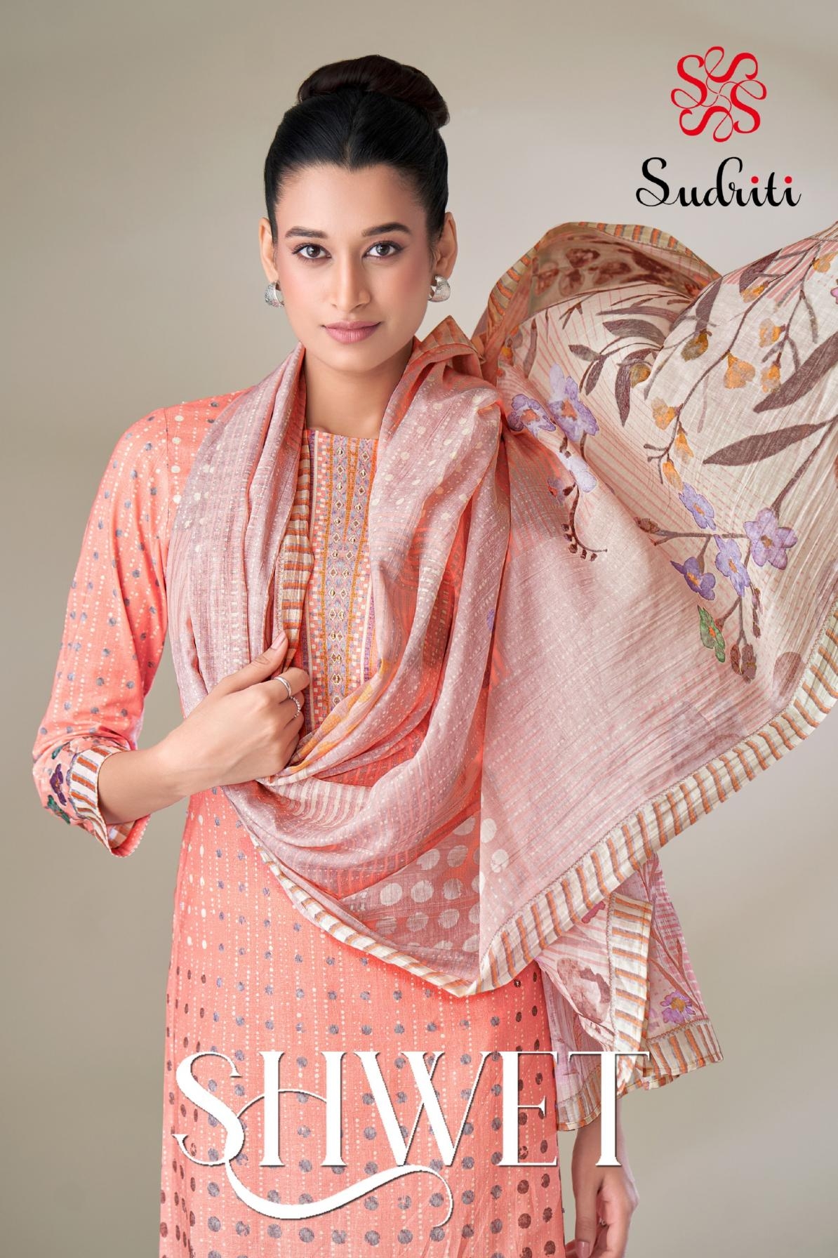 sudriti sahiba shwet cotton wholesale suit 