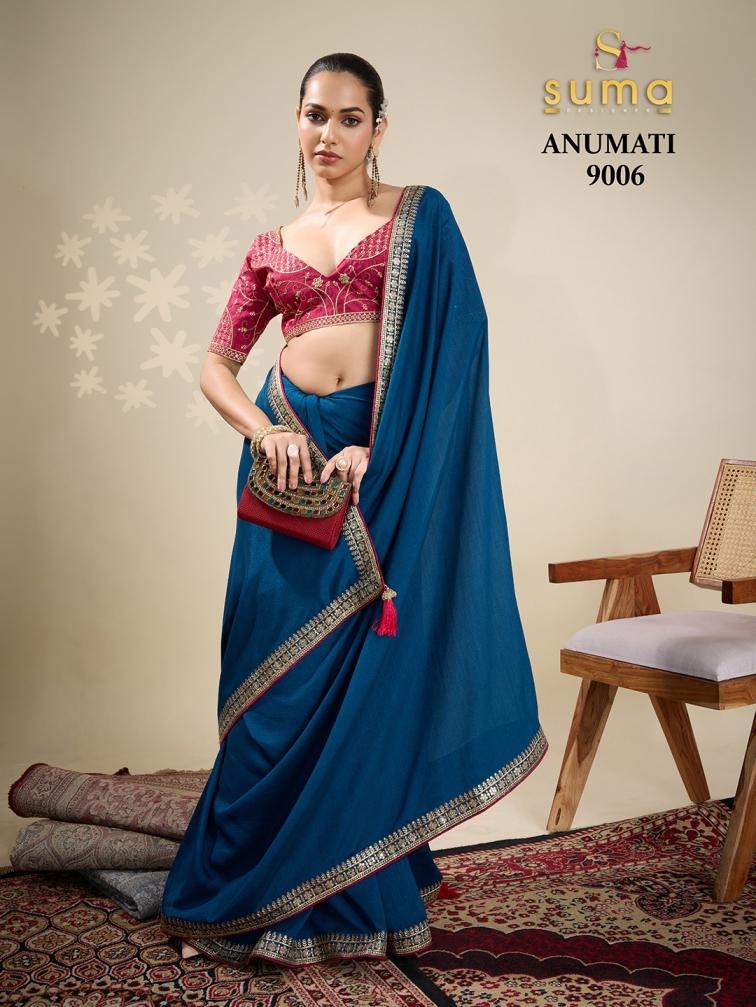 suma designer anumati series 9001-9006 Vichitra wholesale saree