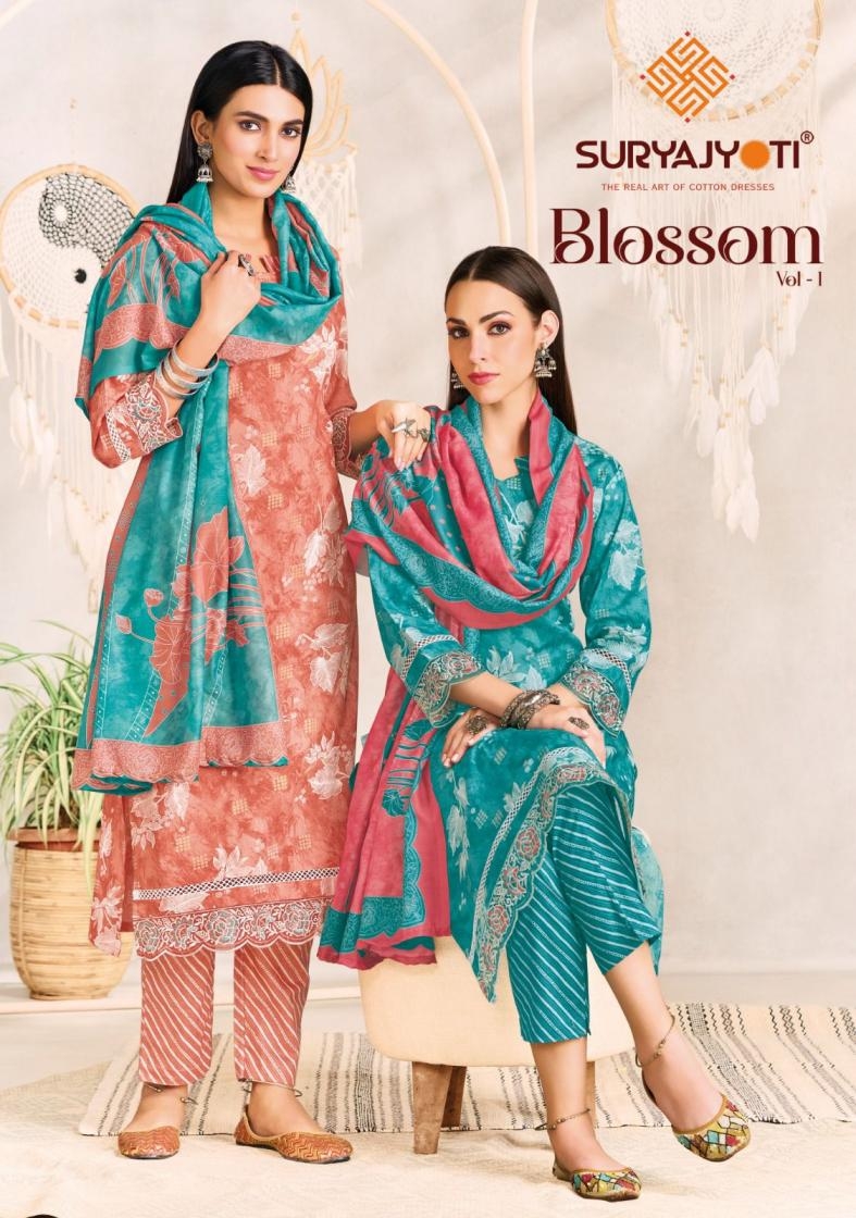 suryajyoti blossom vol 1 series 1001-1006 cotton wholesale suit 