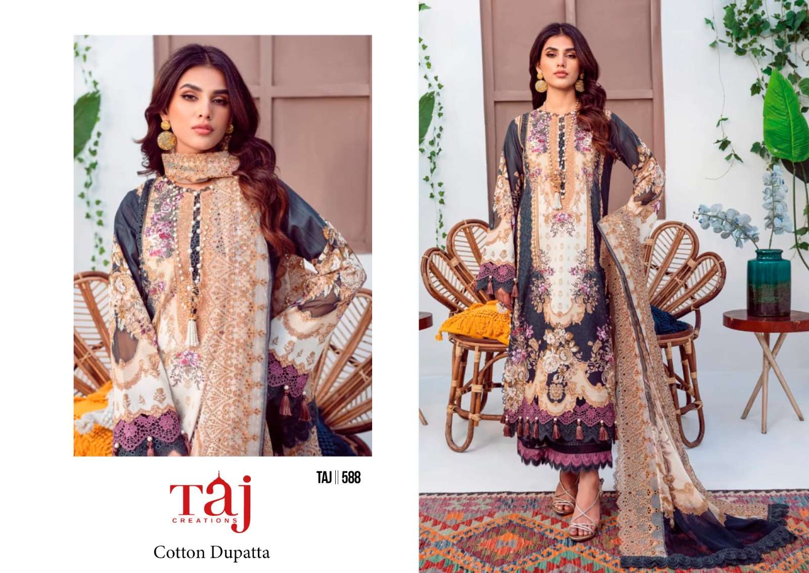 Taj Creations firdous solitaire Pure Cotton wholesale suit 