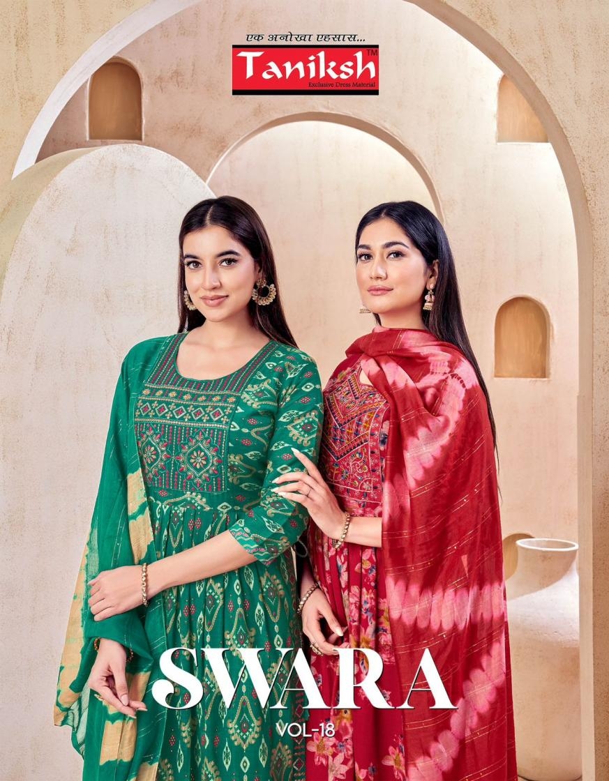 taniksh swara vol 18 series 1801-1808 capsule rayon wholesale suit 