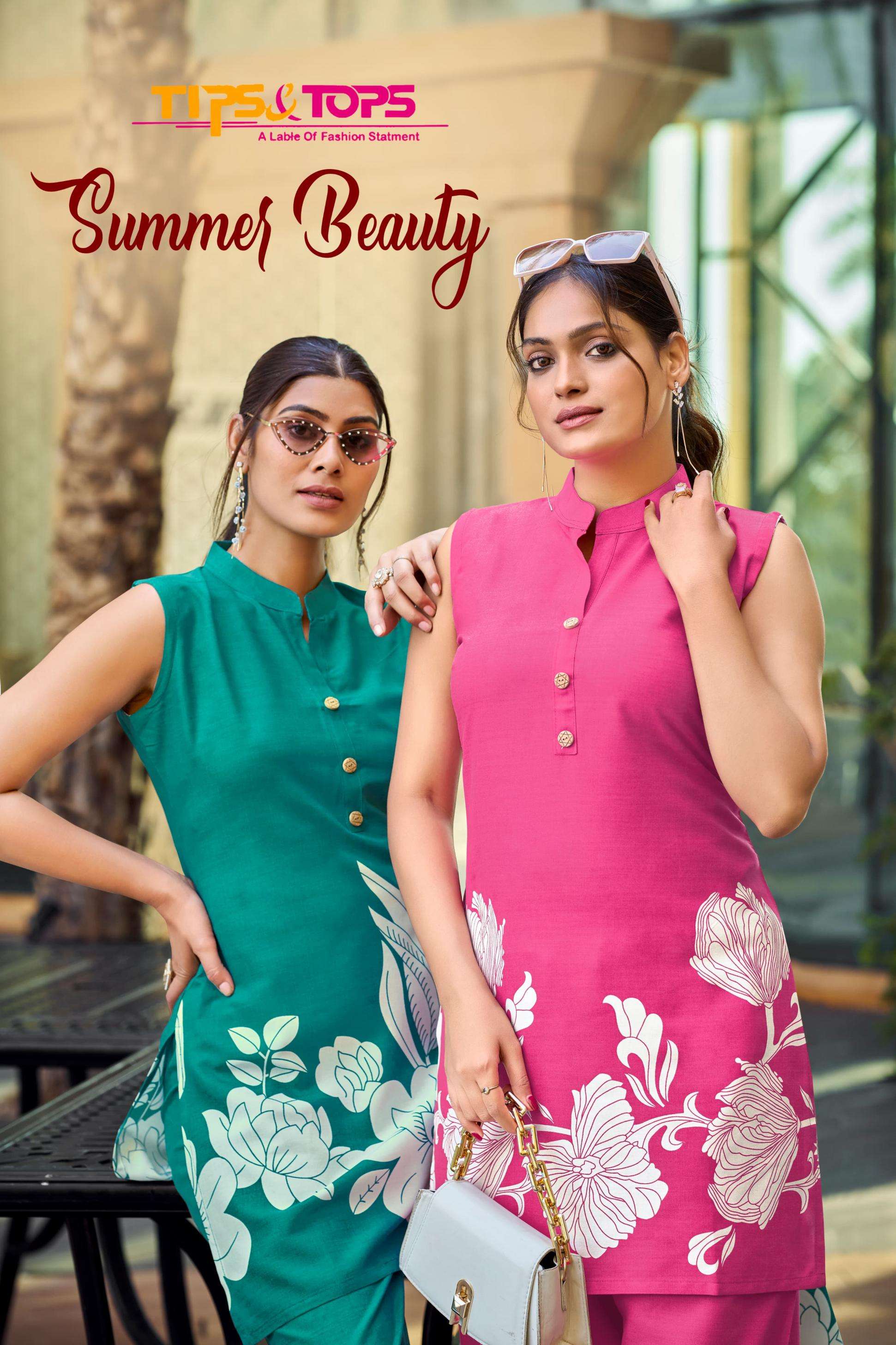 tips & tops summer beauty series 1001-1006 Heavy Reyon Print wholesale co-ord sets