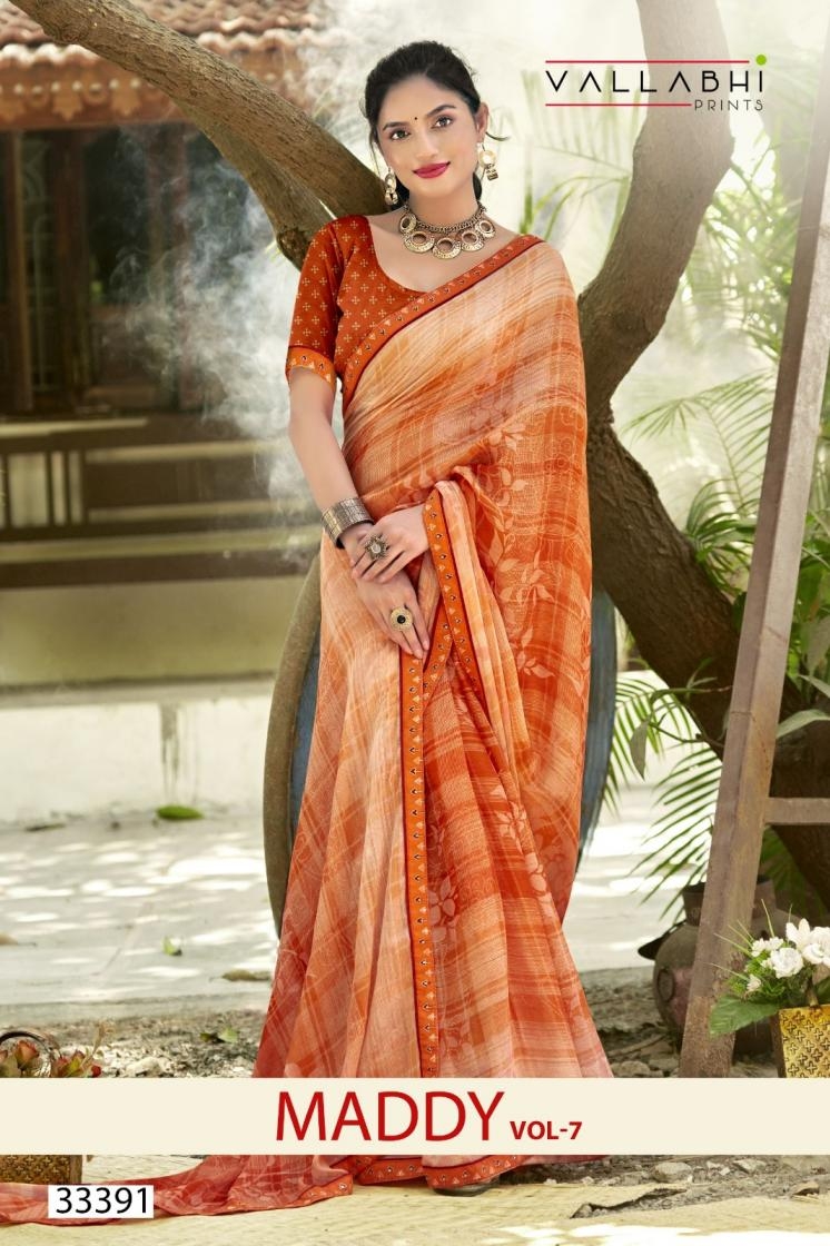 vallabhi prints maddy vol 7 series 33391-33396 GEORGETTE wholesale saree