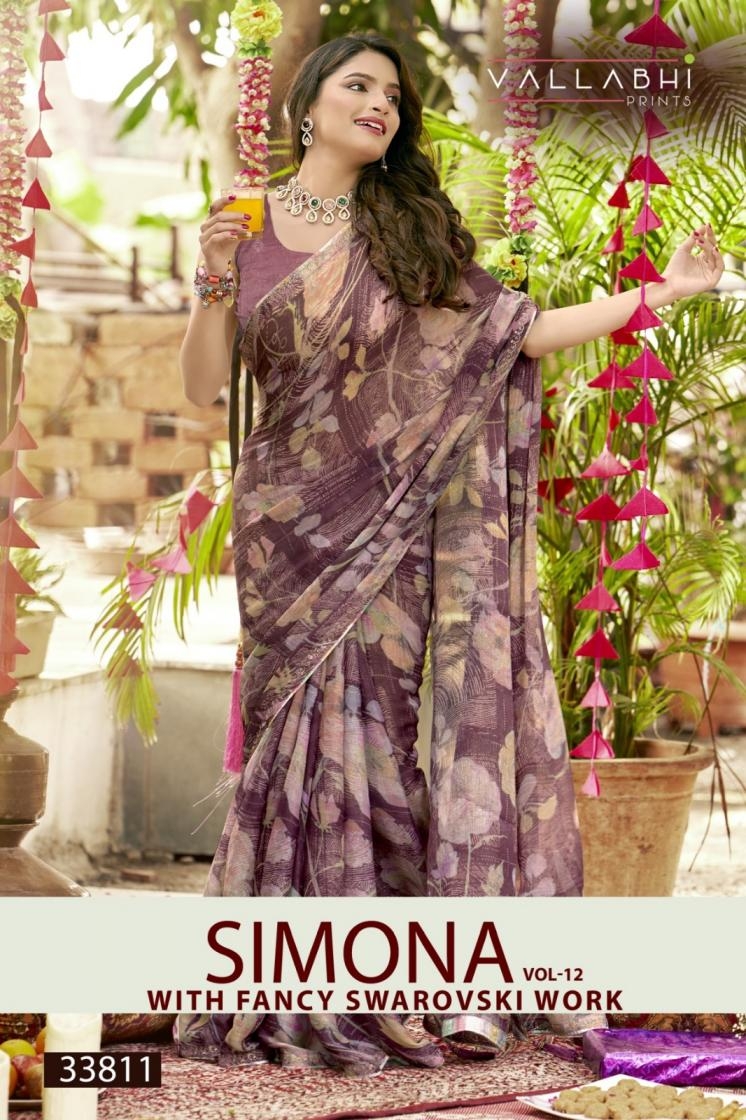 vallabhi prints simona vol 12 series 33811-33816 georgette wholesale saree