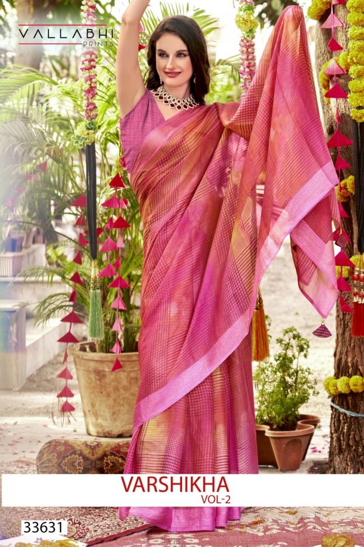 vallabhi prints varshikha vol 2 series 33631-33636 chiffon wholesale saree