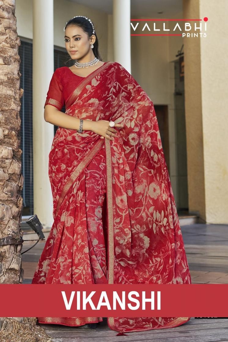 vallabhi vikanshi series 151601-151606 floral printed chiffon saree