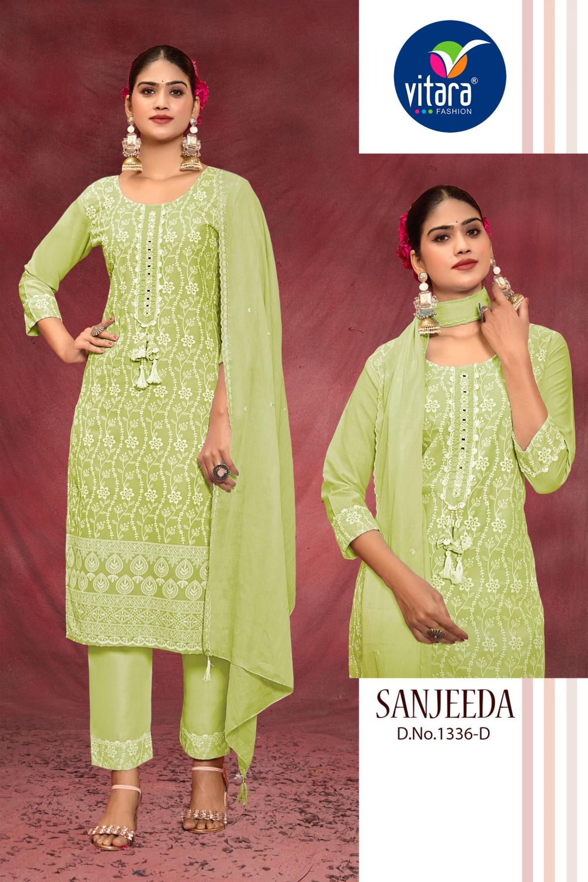 vitara fashion sanjeeda series 1336 cotton wholesale suit 