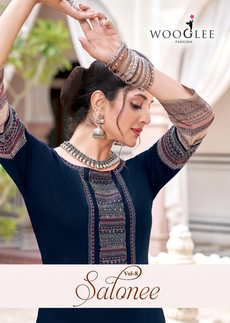 wooglee salonee vol 8 series 3037-3042 rayon wholesale kurti 