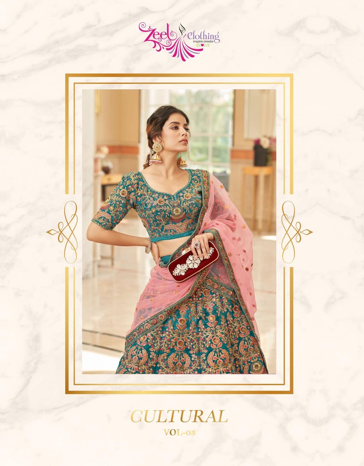 Zeel Clothing Cultural Vol-3 velvet wholesale lehenga