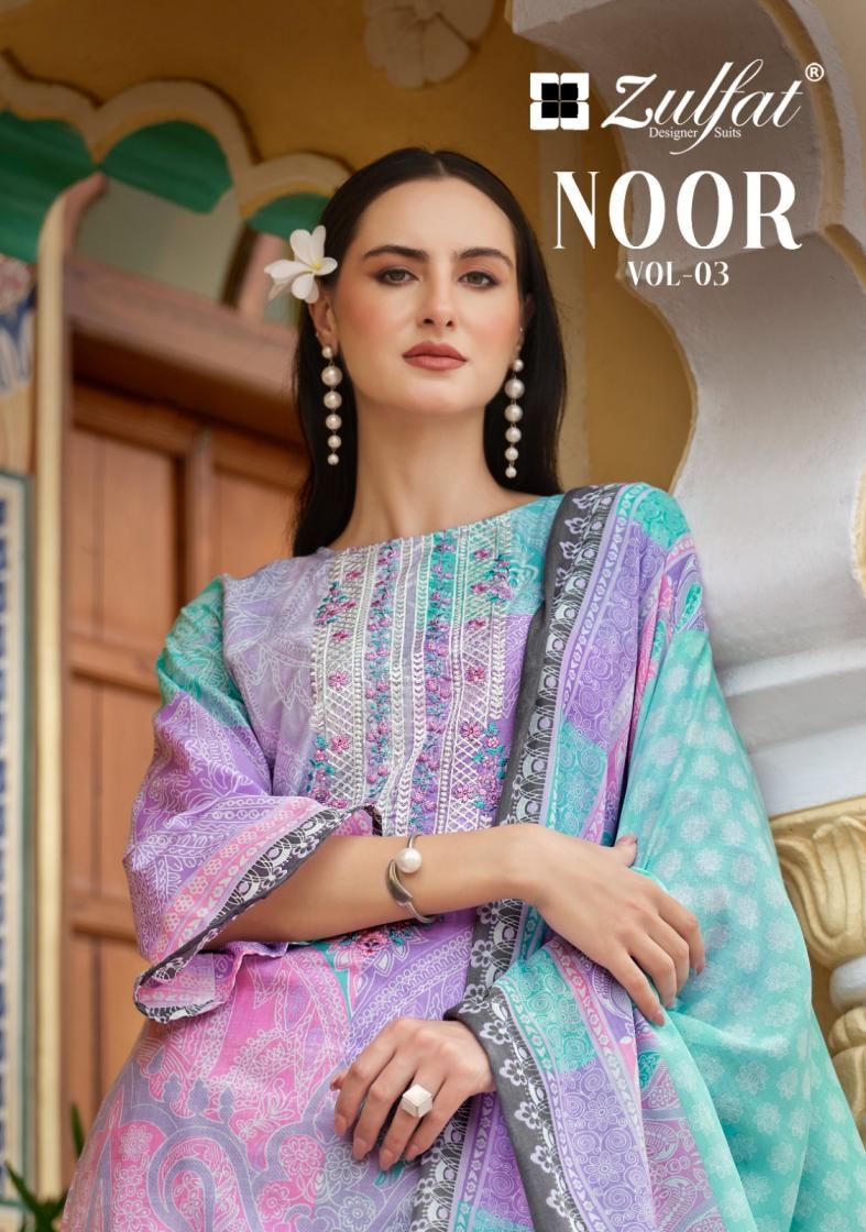 zulfat noor vol 3 series 662001-662008 cotton wholesale suit