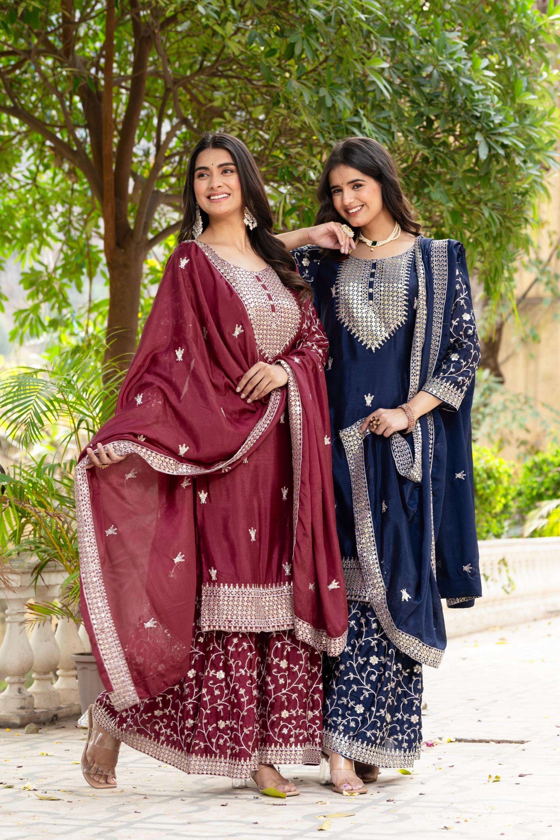 5084 chinon readymade fashionable sharara kurti with dupatta