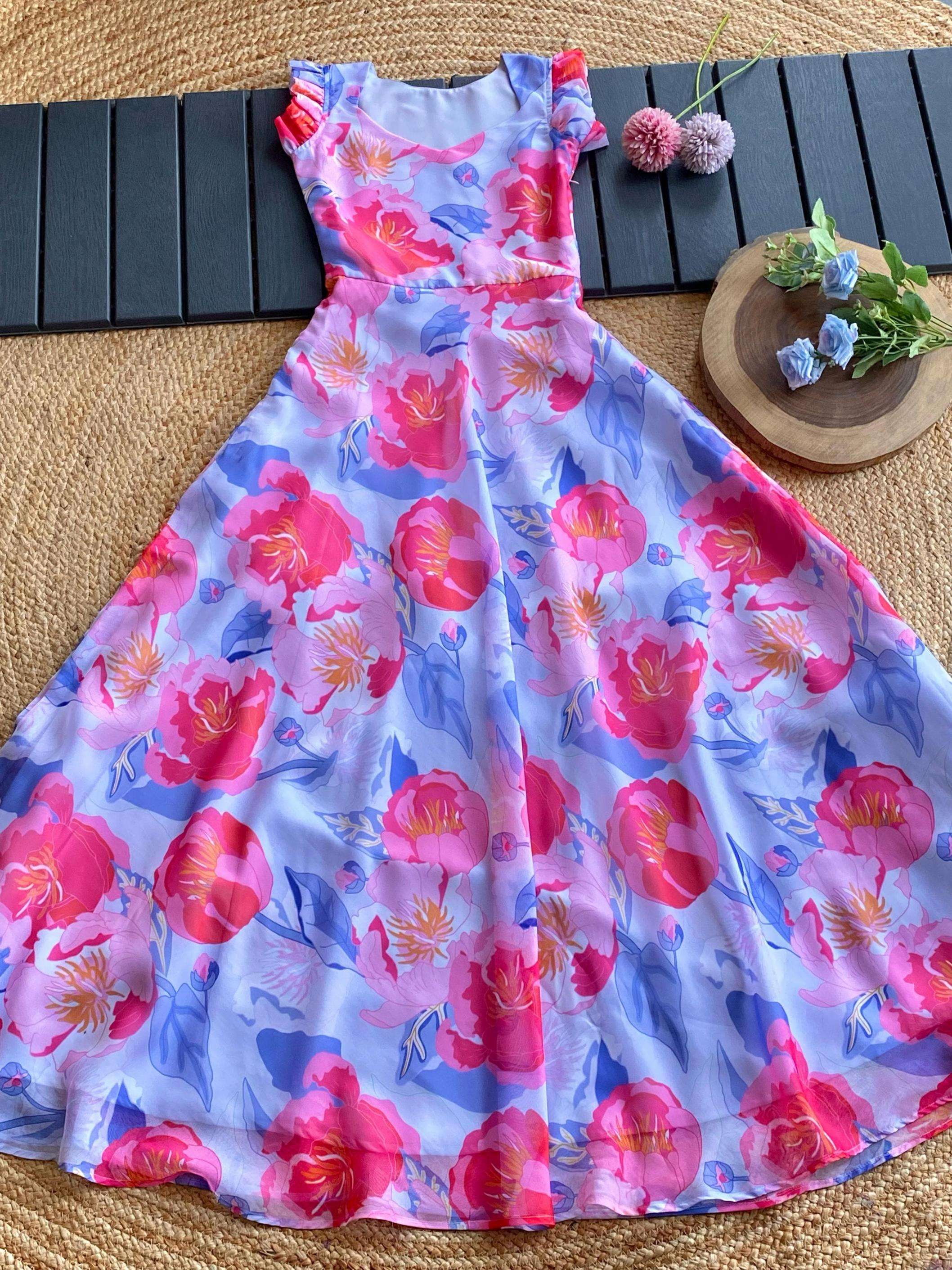 a charming floral readymade tabby crepe stylish combo gown online