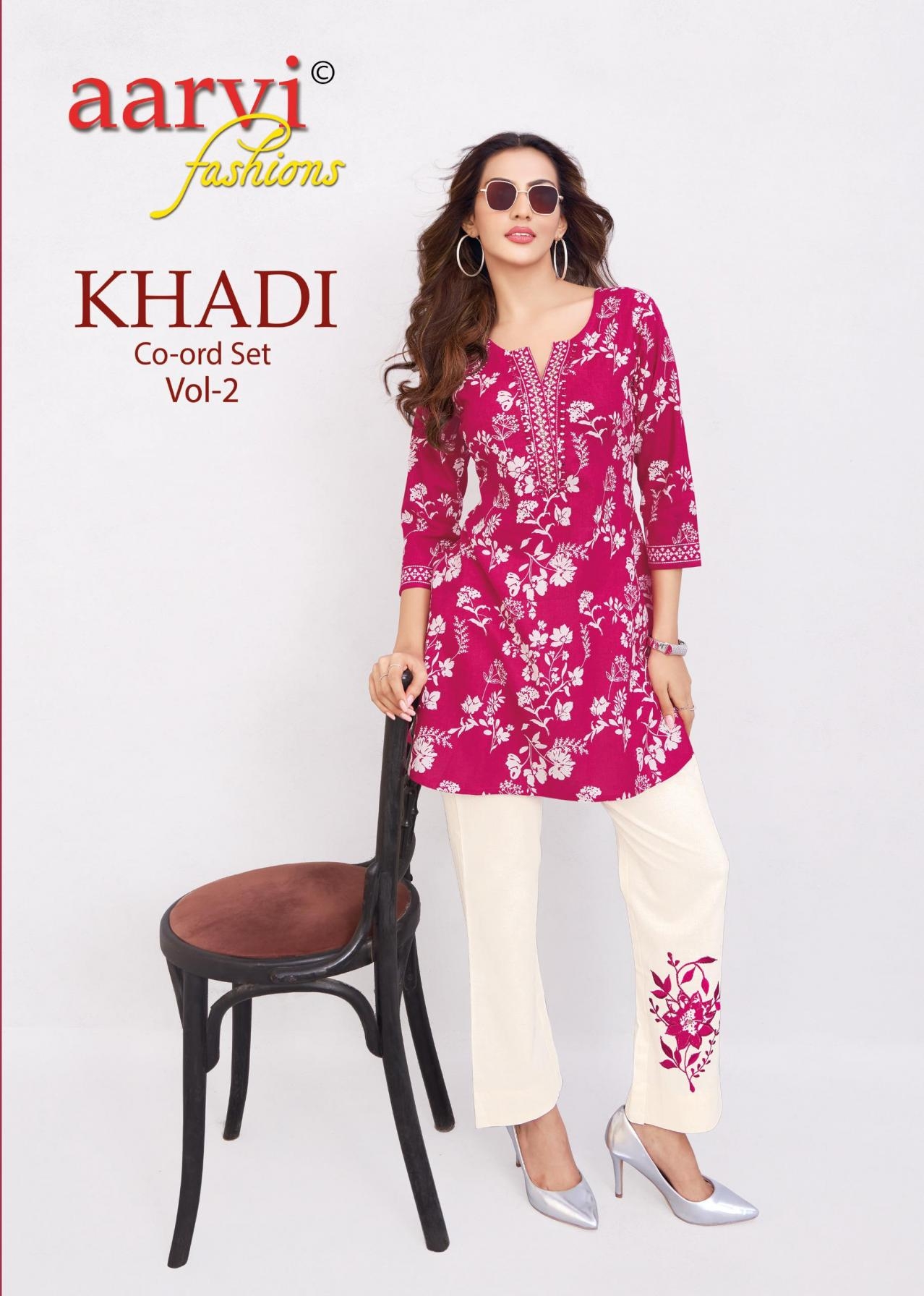 aarvi fashion khadi co-ord set vol 2 series 7487-7494 FLEX COTTON co-ord sets
