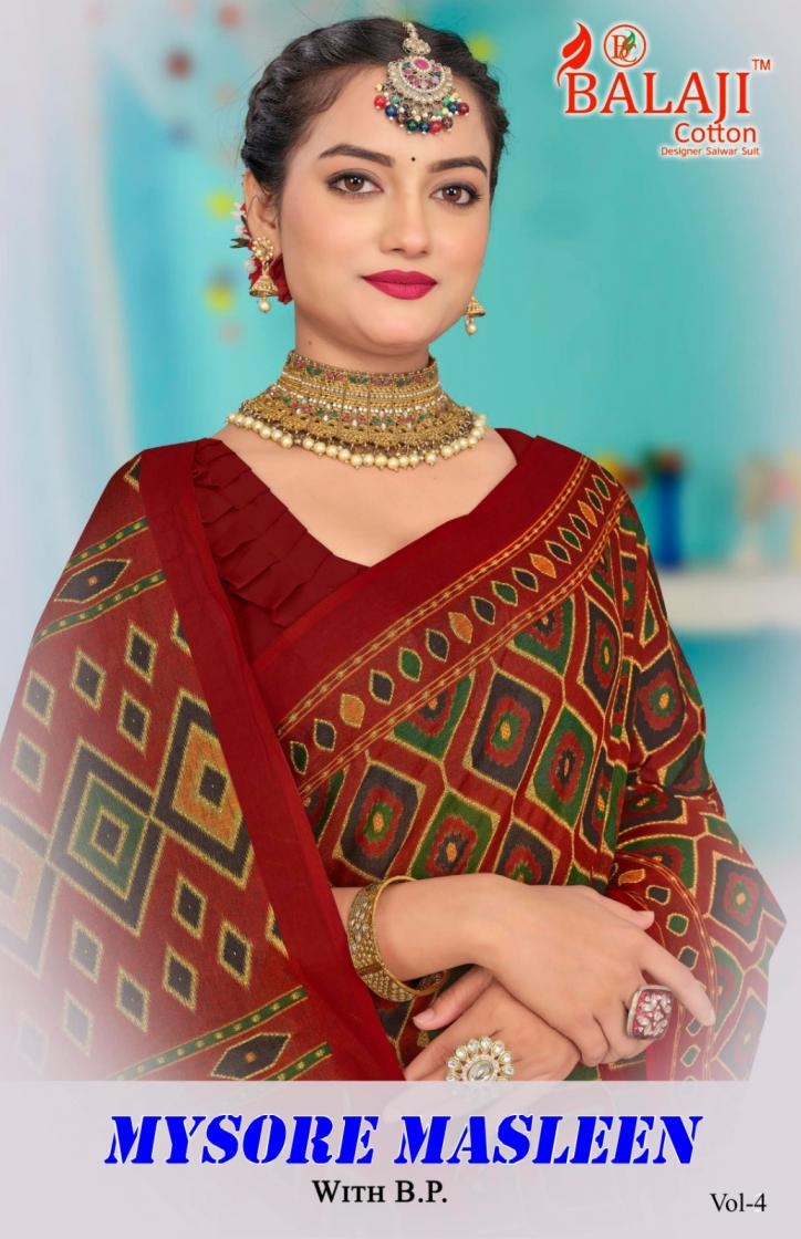 balaji cotton mysore masleen vol 4 series 401-408 COTTON wholesale saree