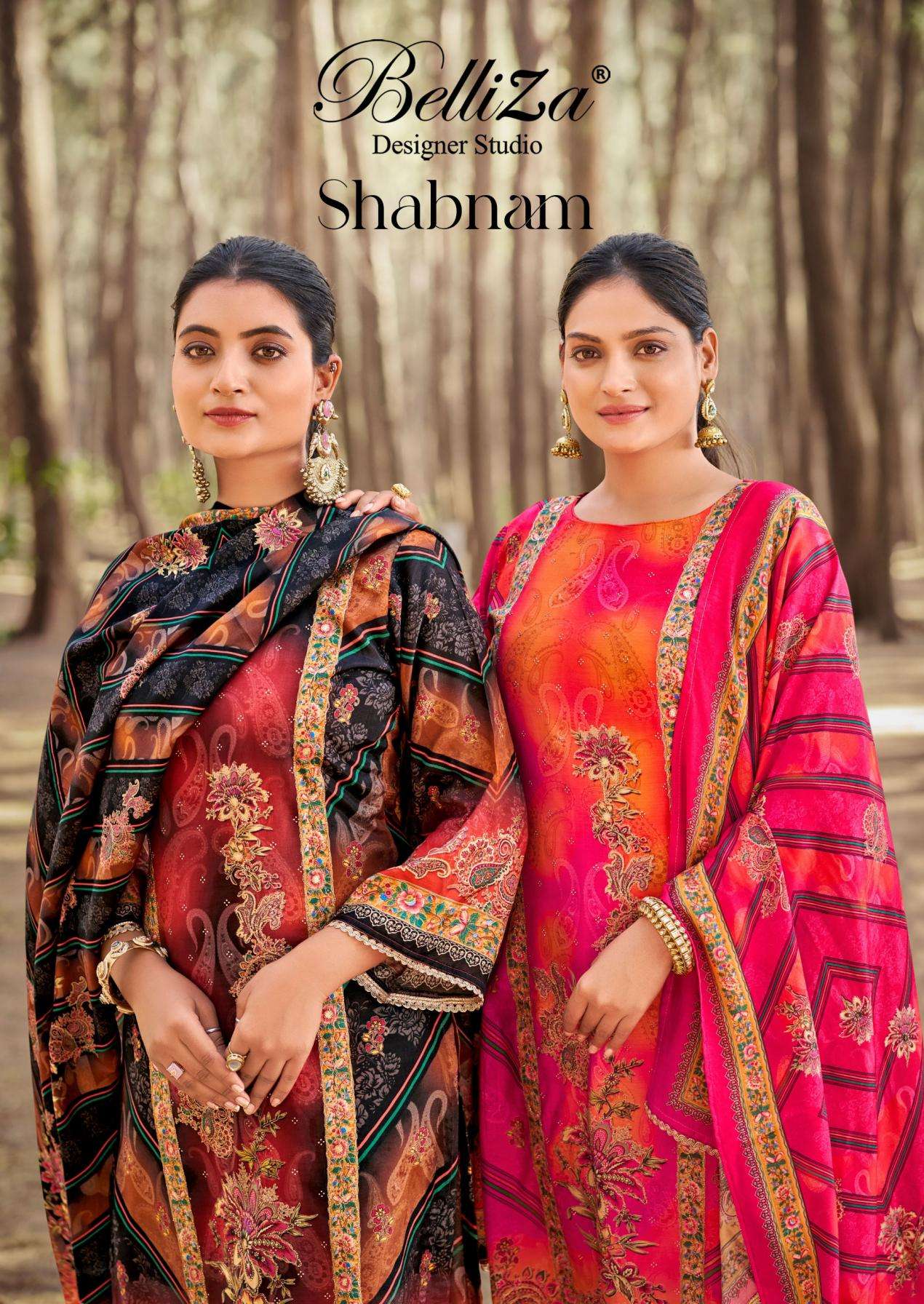 Belliza shabnam series 823001-823003 viscose muslin wholesale suit