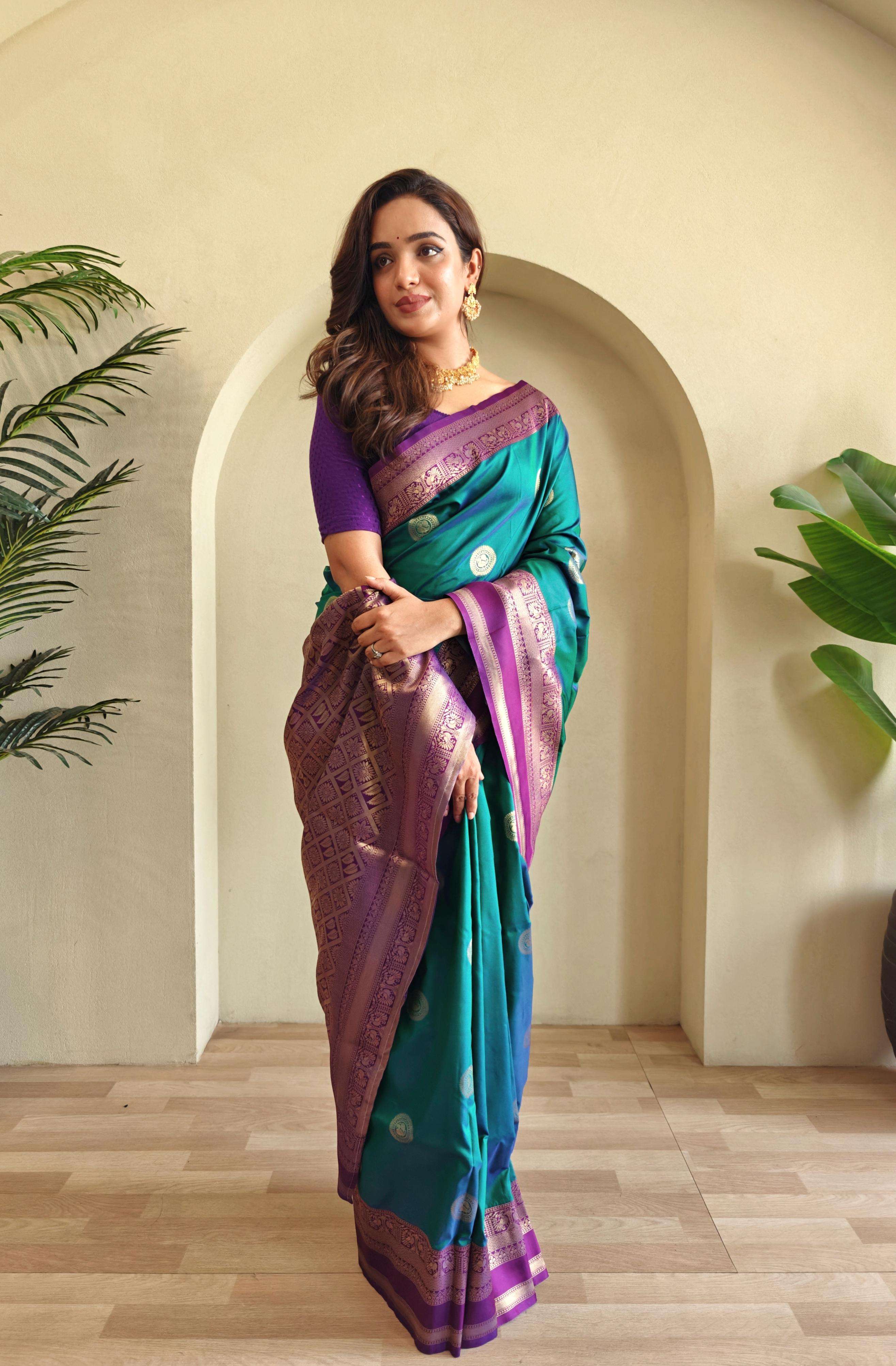 BT-53 Gold Coin Soft silk sarees with beautiful coin weaving design 