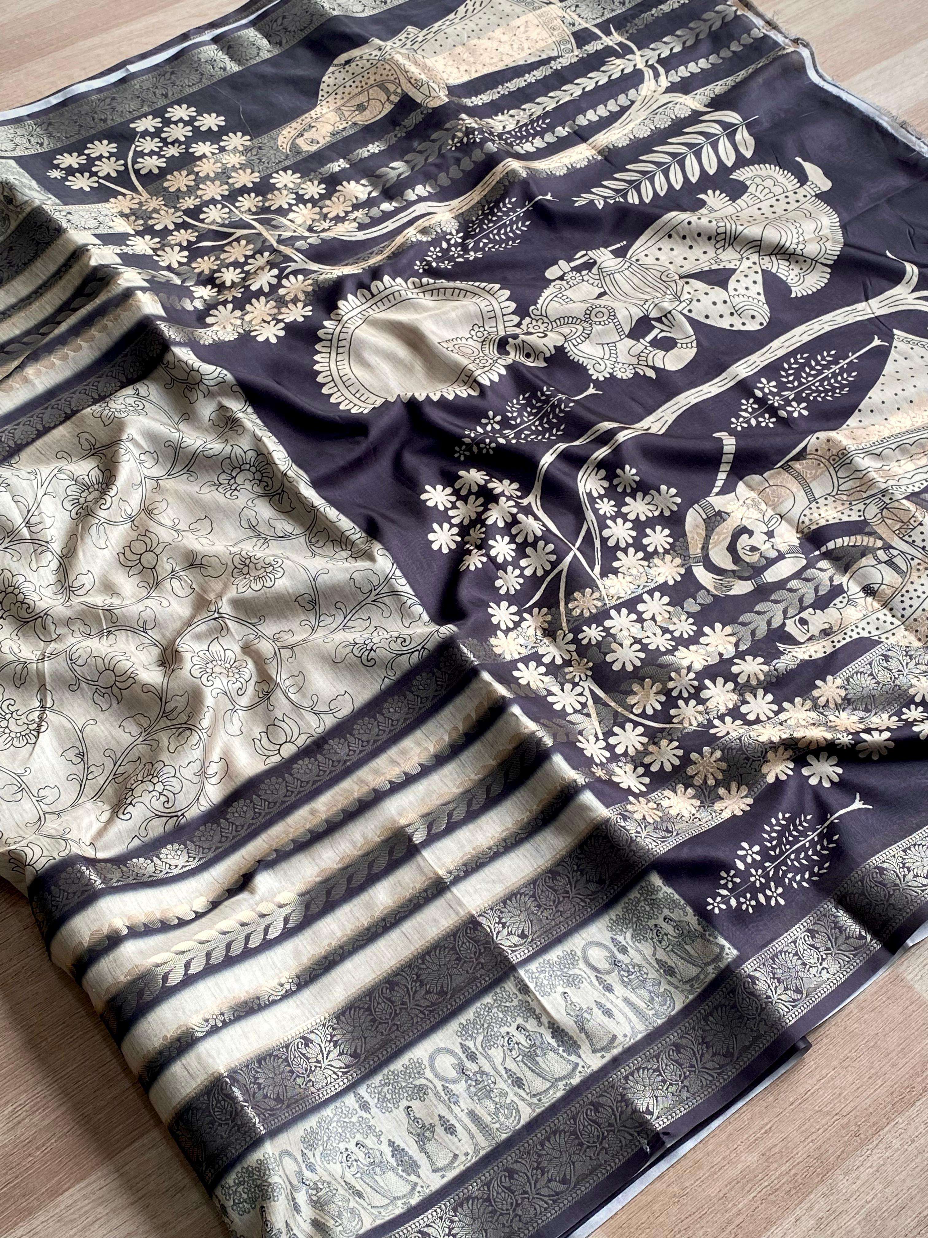 BT-53 Meena Premium dola  Saree with jacquard weaving border all over 