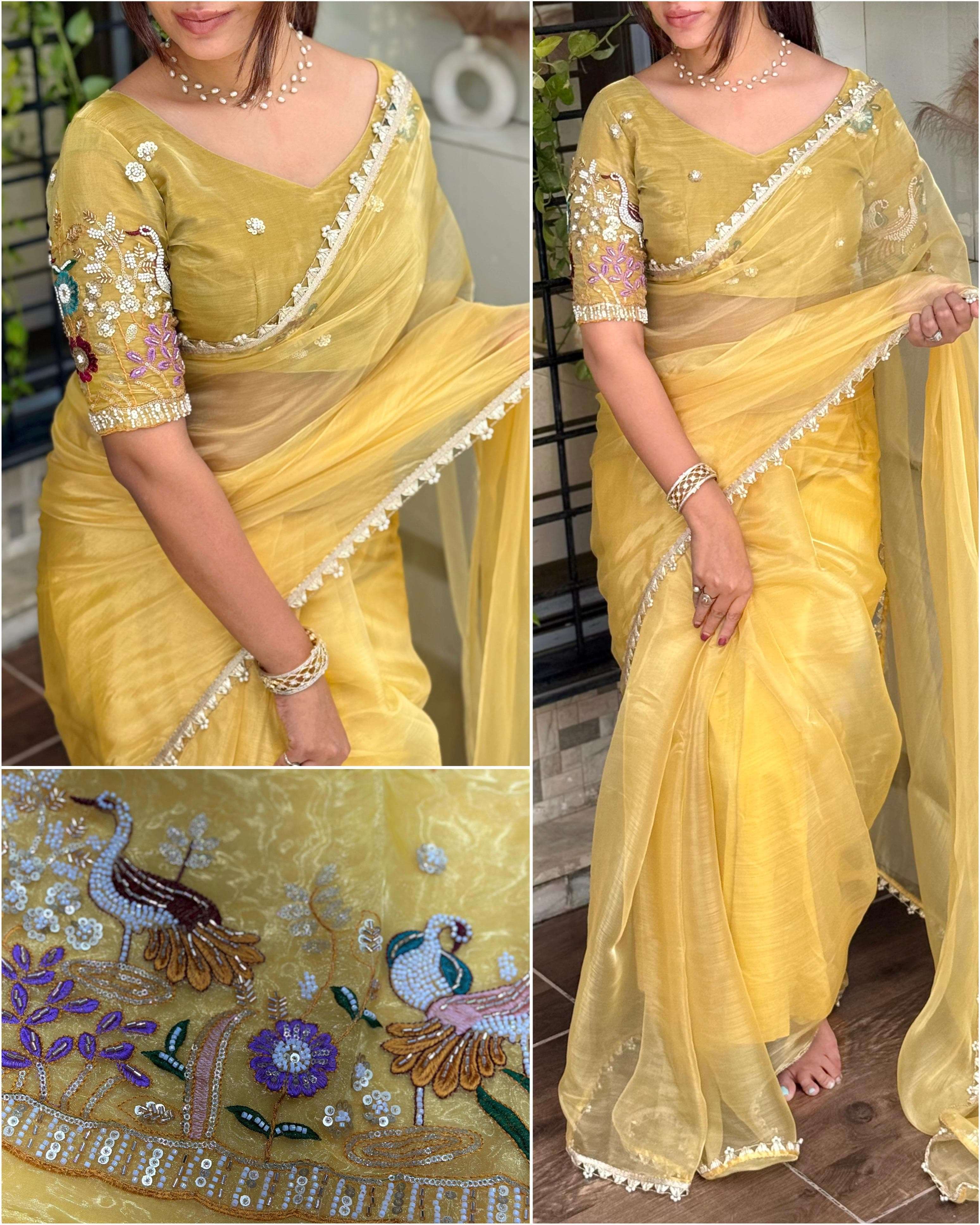 BT-56 Peri peri liquid organza wholesale saree