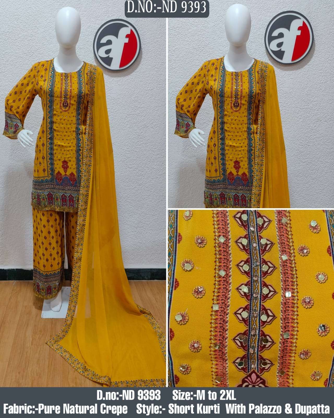 bt 899 PURE NATURAL CREPE TALE CUT KURTI WITH   PANT & DUPATTA 